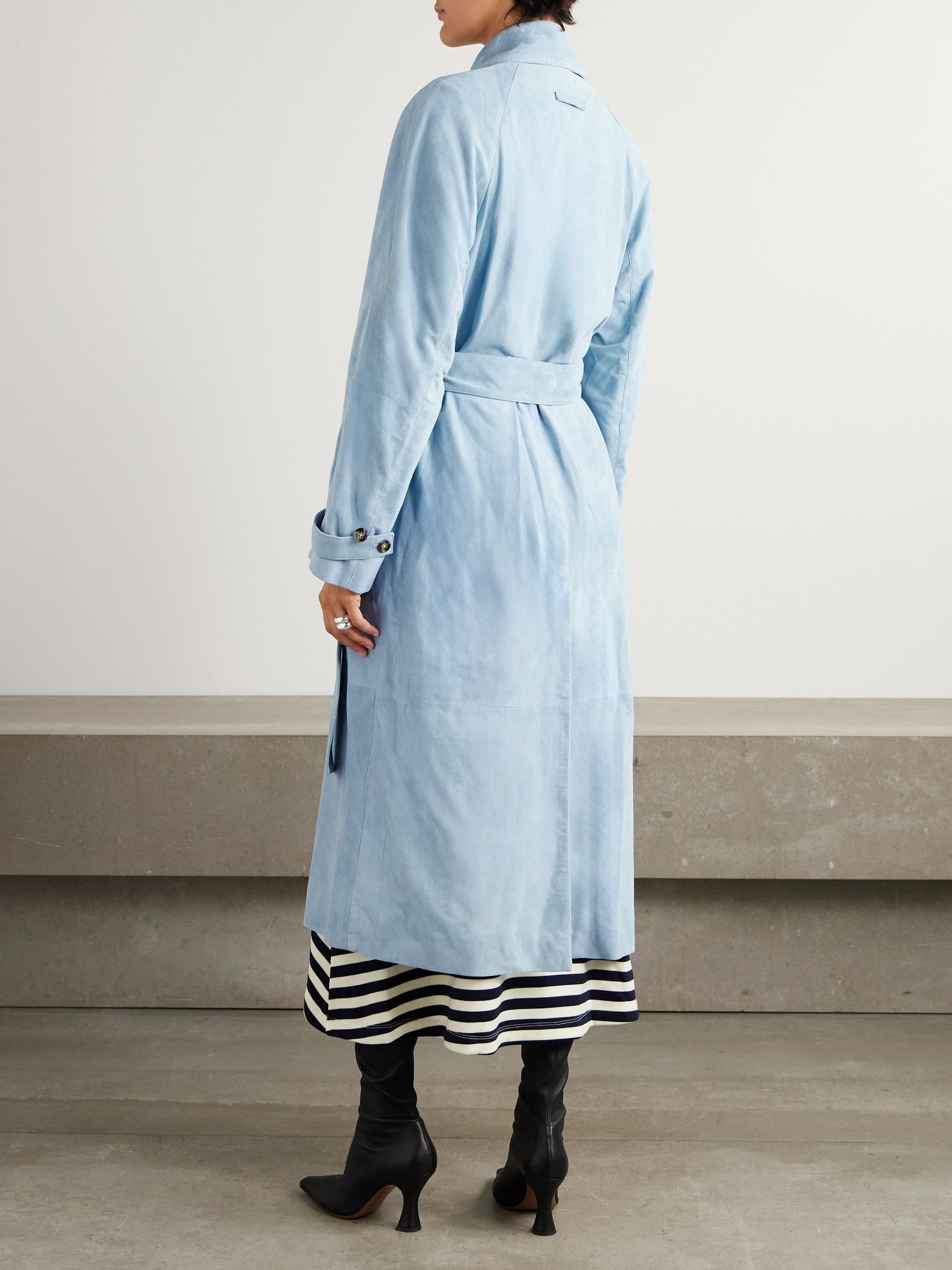 Ramona belted suede coat Light blue - 4