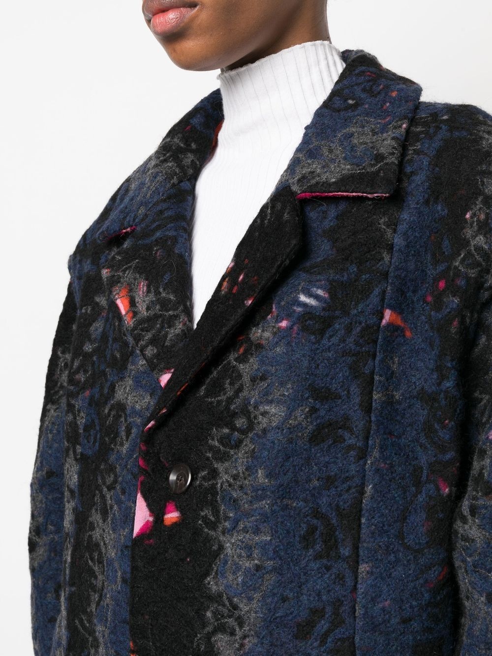 single-breasted recycled wool coat - 5