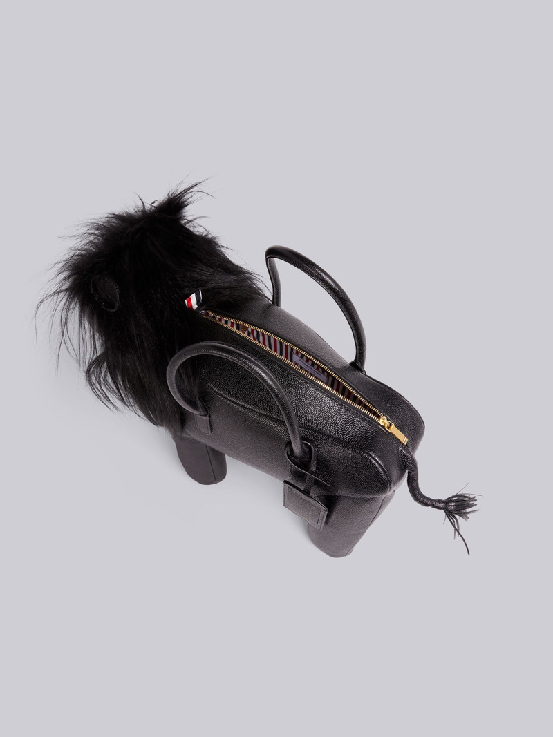Black Pebbled Calfskin Lion Bag 5