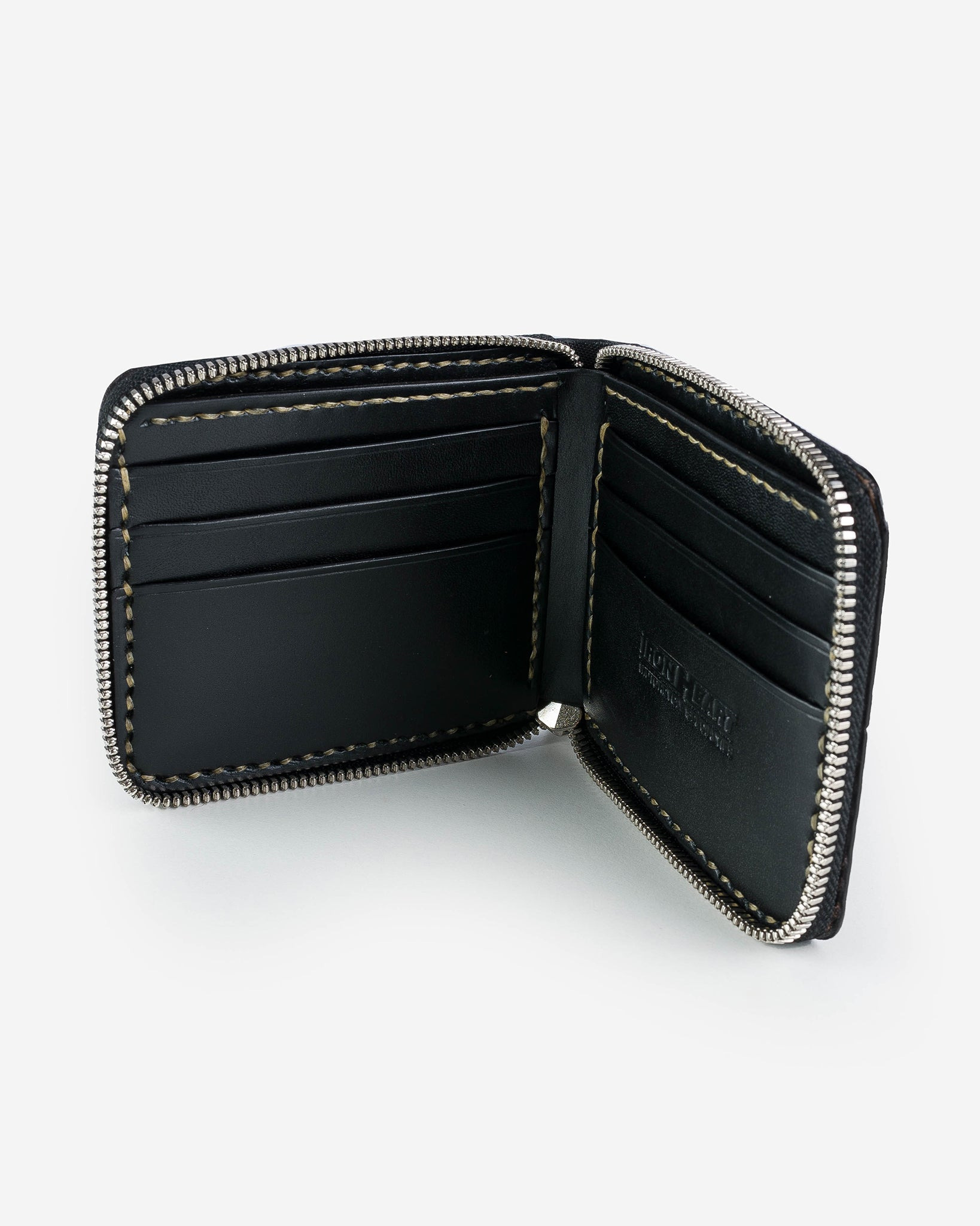 IHG-090-NAV Zip-Secured Shell Cordovan Wallet - Navy Blue - 3