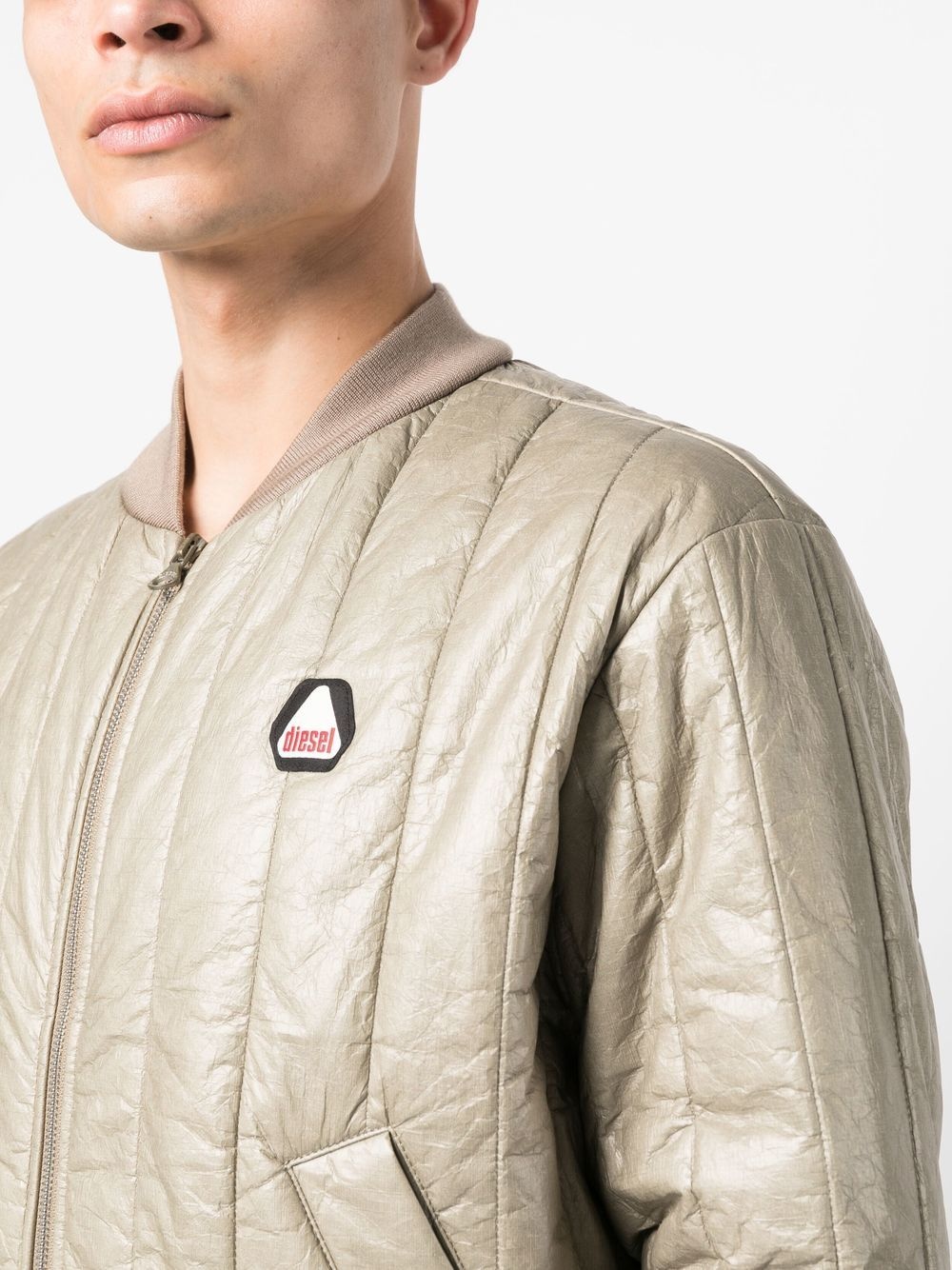 beige quilted bomber jacket - 5