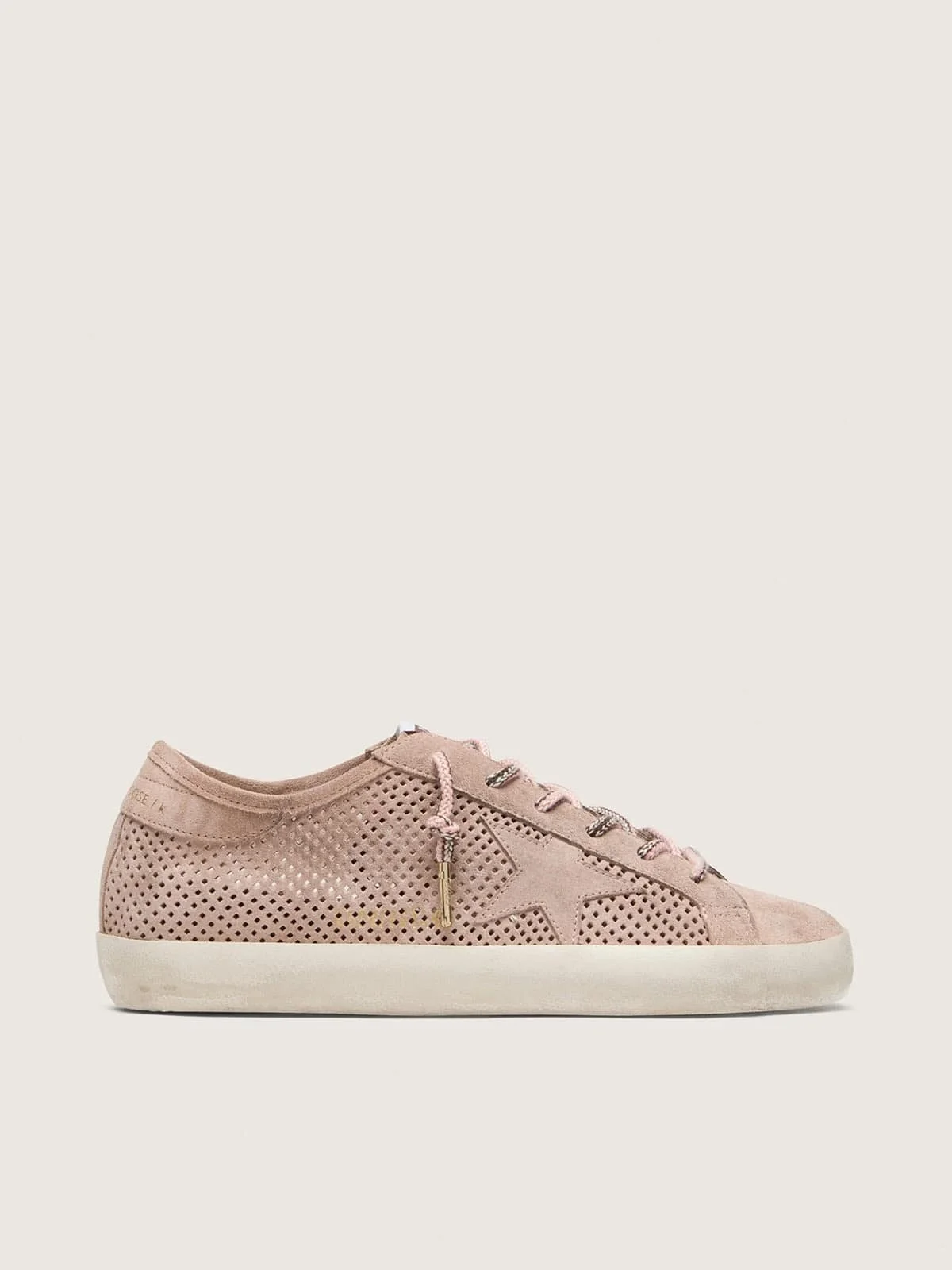 Women’s Super-Star LTD in powder-pink perforated suede with tone-on-tone star - 1