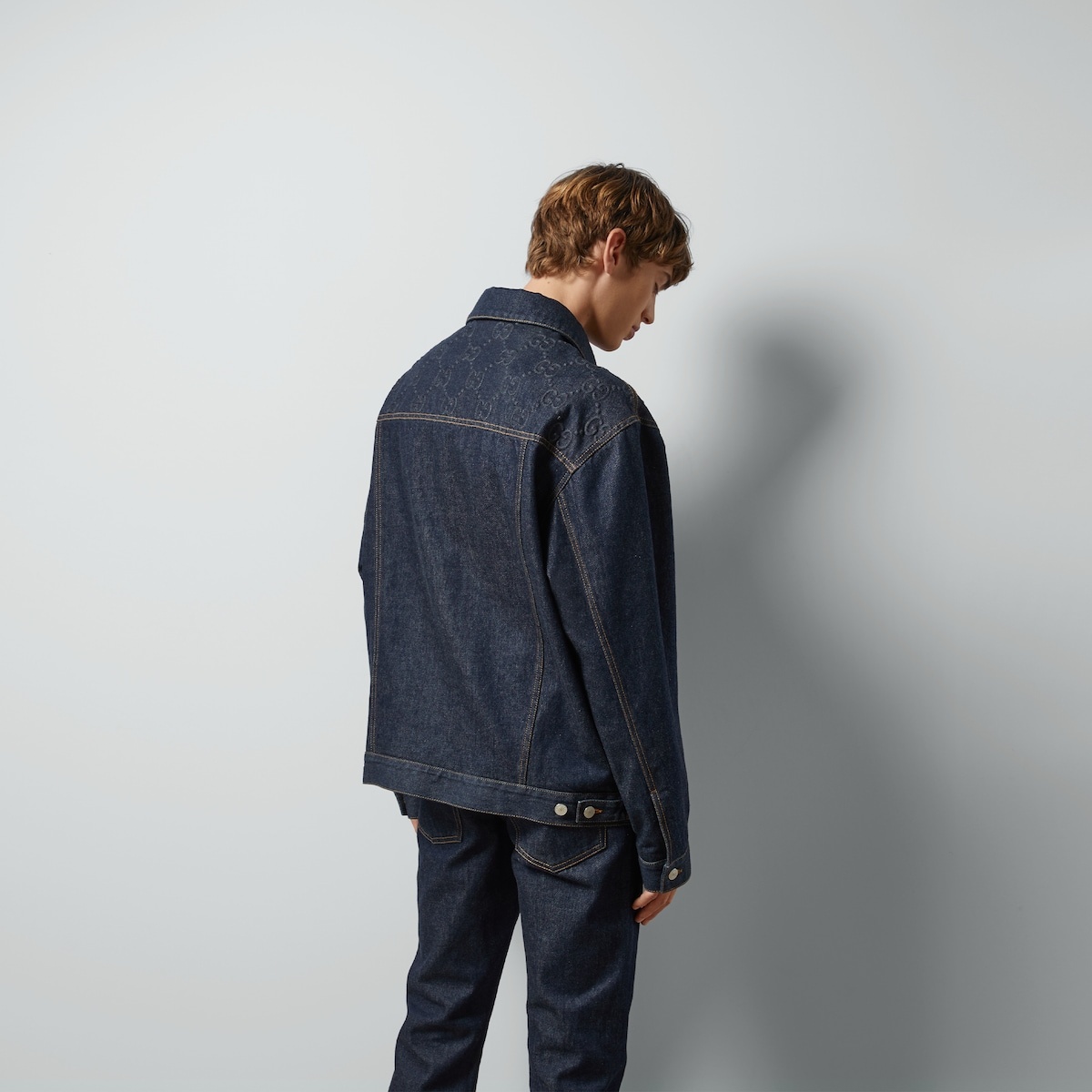 Denim jacket with GG embossed detail - 6