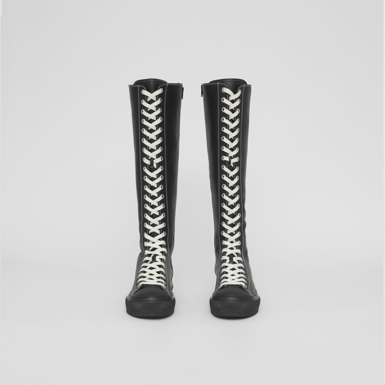 Topstitched Leather Knee-high Sneakers - 4