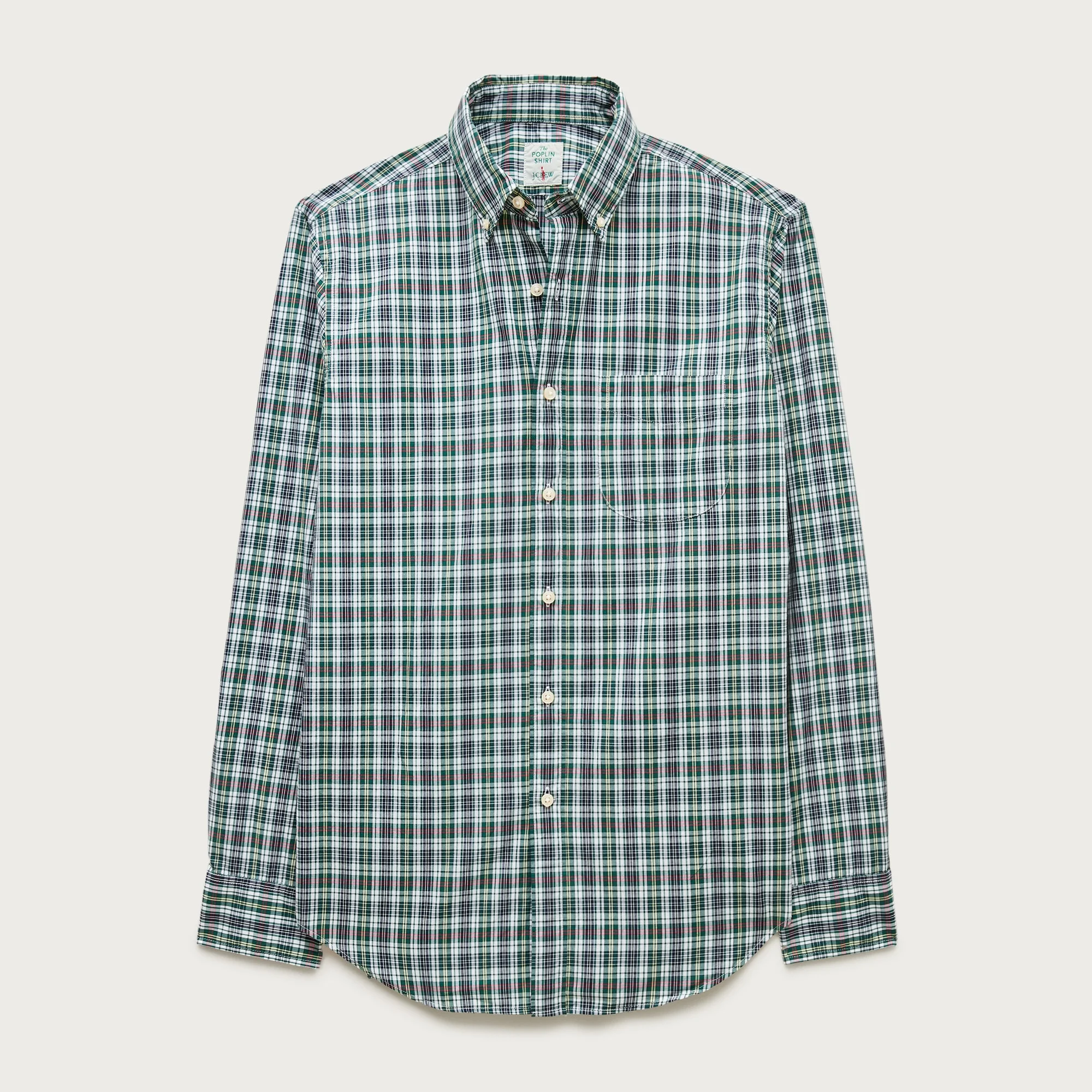 Poplin shirt with button-down collar - 1