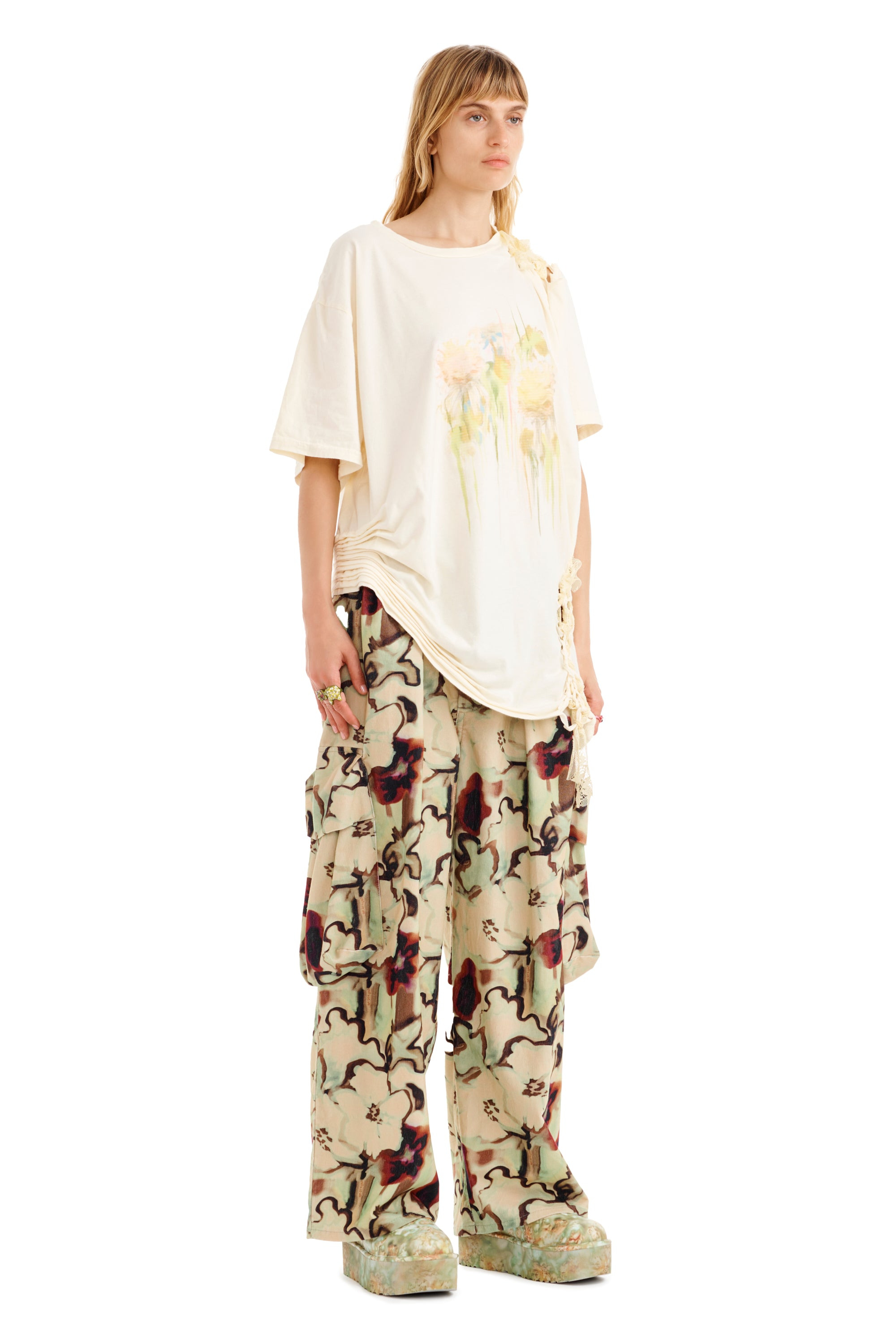 IVORY FLOWER DRIP LACE KATINA TEE - 7