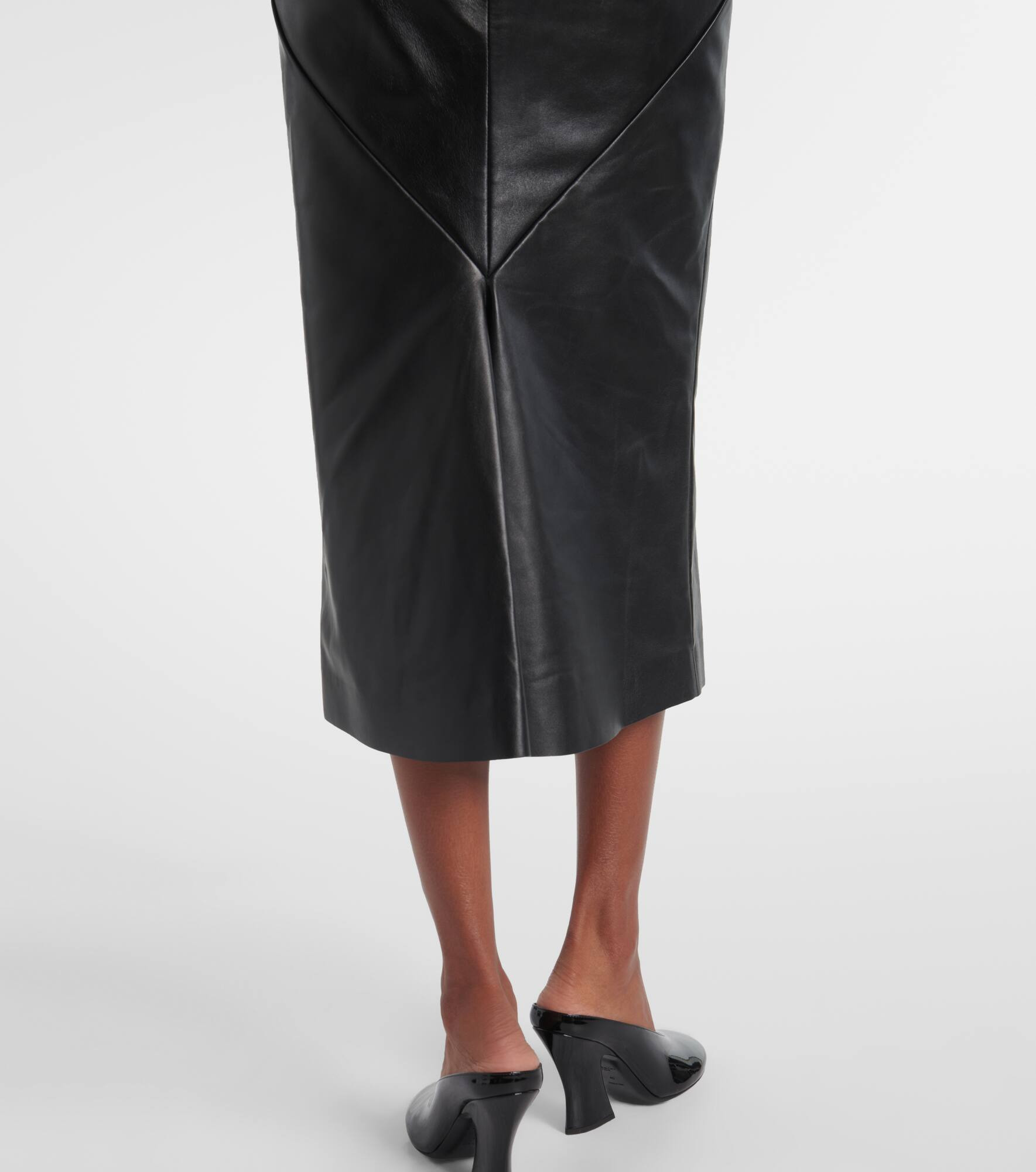 High-rise leather pencil skirt - 6
