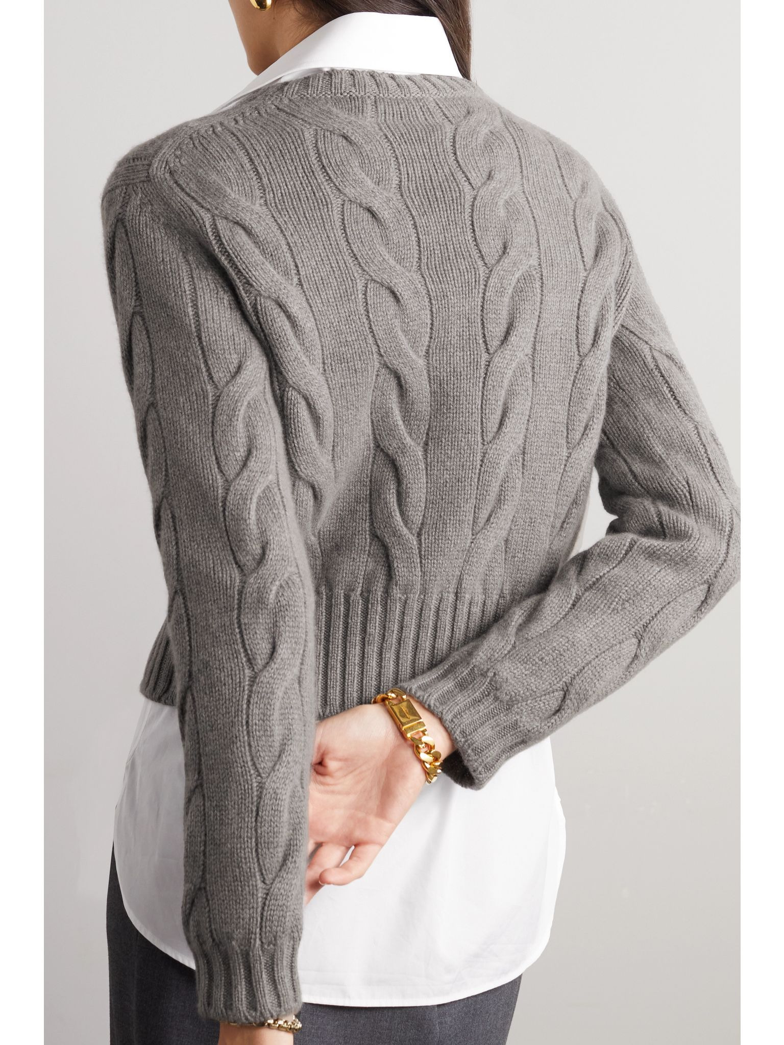 Cable-knit cashmere sweater Gray - 3
