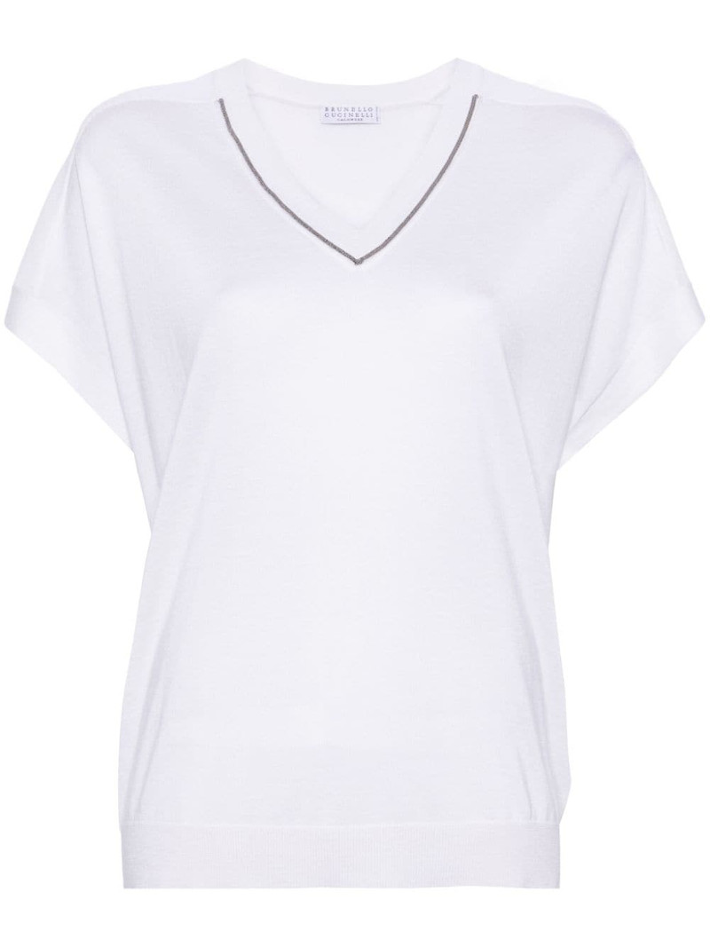 beaded-trim fine-knit top 1