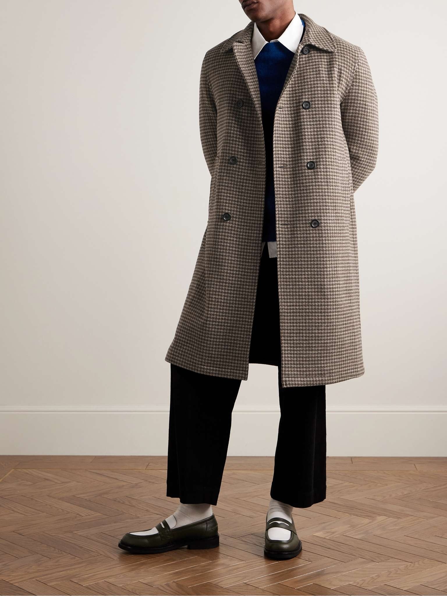 Big Double-Breasted Houndstooth Wool Coat - 2