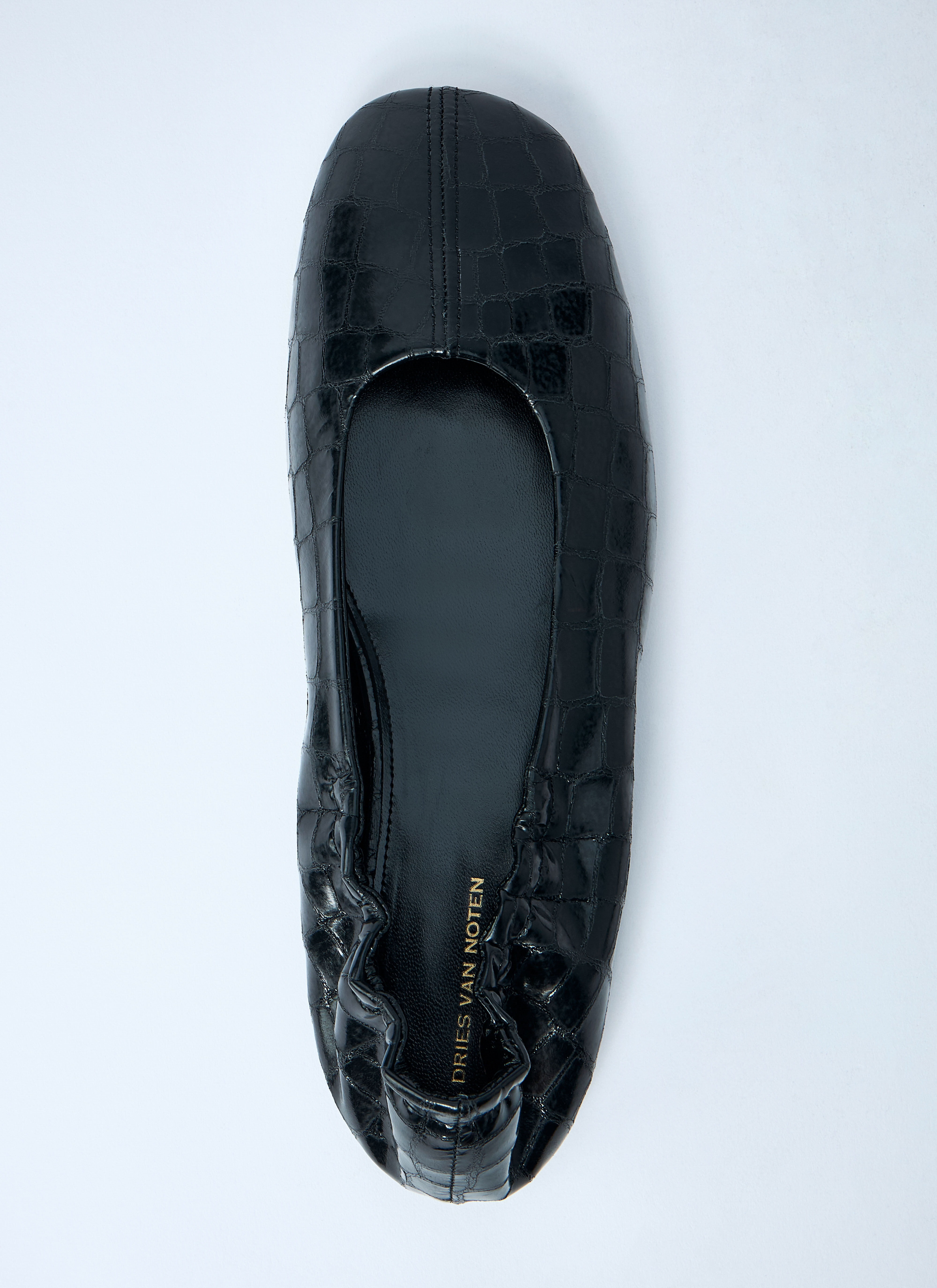 Croc-Embossed Ballerina Flats - 6