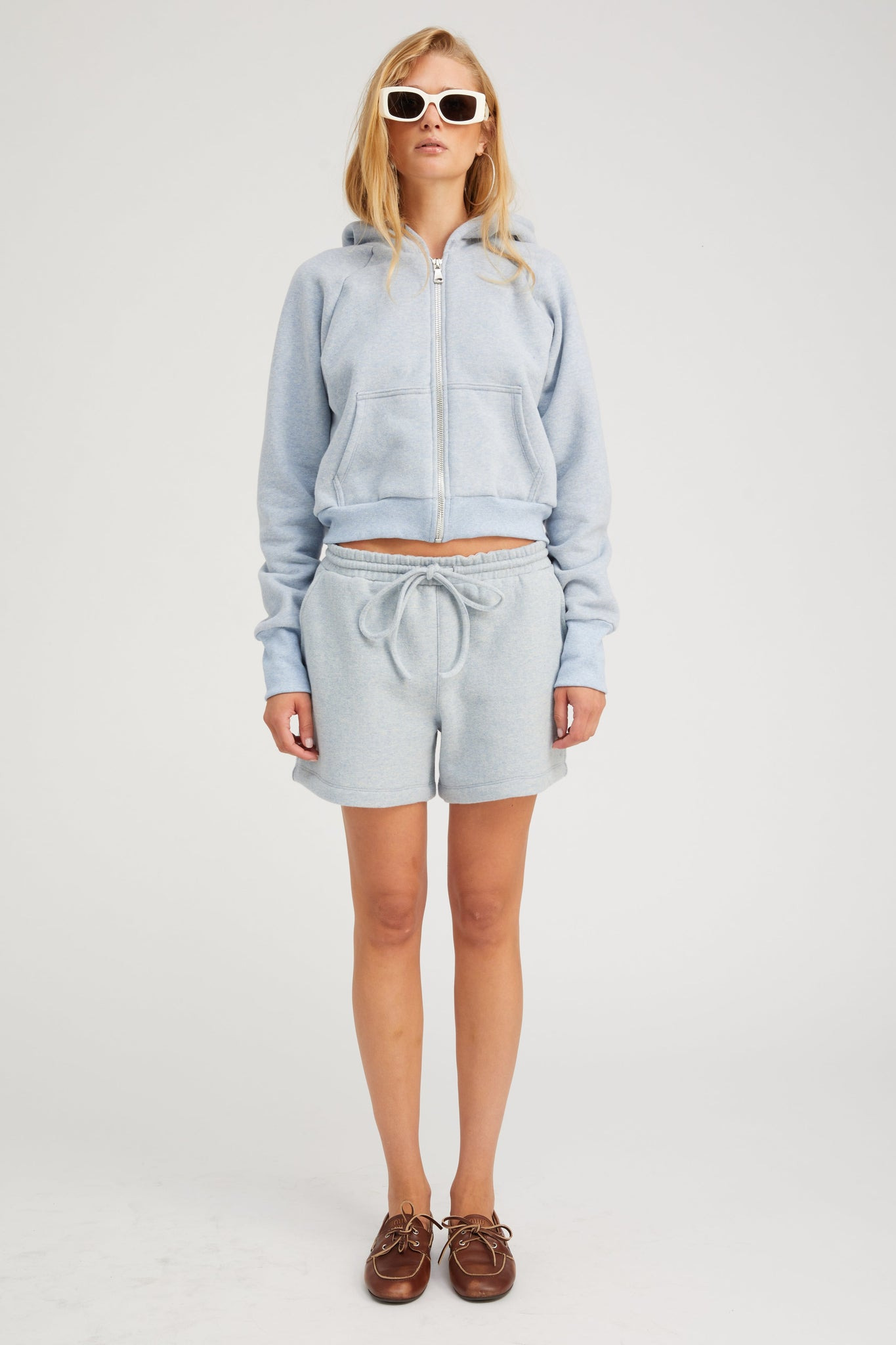 ICE BLUE MELANGE SWEATSHORTS - 2