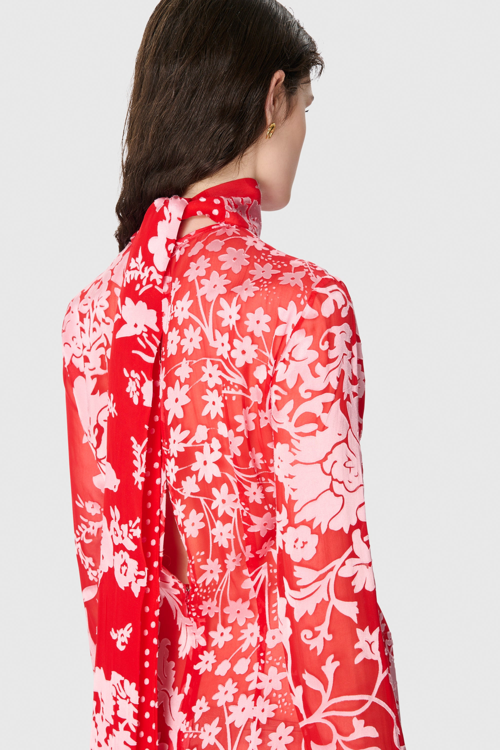 REGENERATED RASO SILK SCARVES LS LONG DRESS - 4