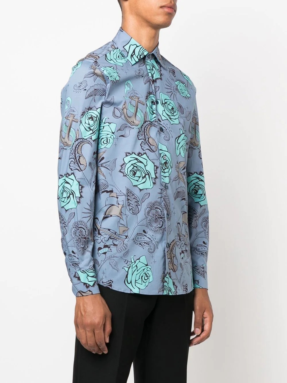 floral-print classic-collar shirt - 3