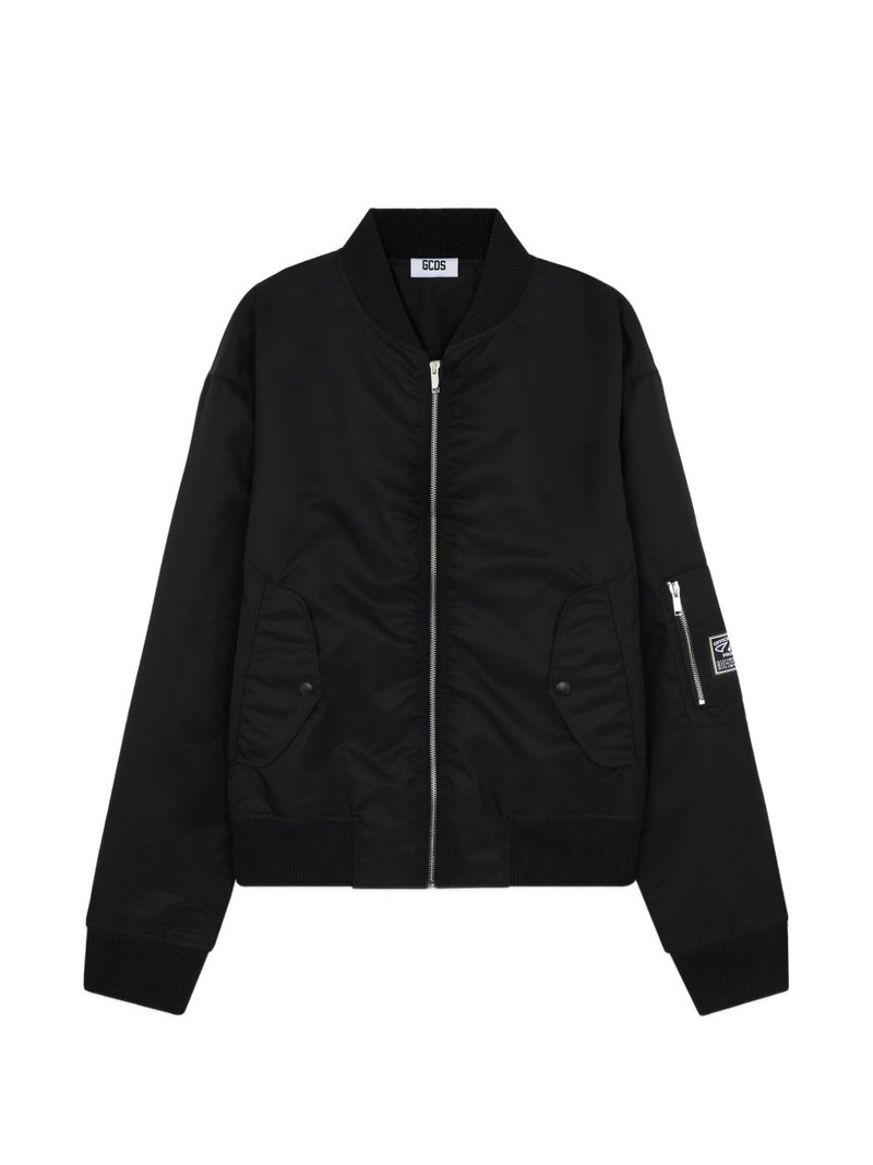 logo-patch bomber jacket 1