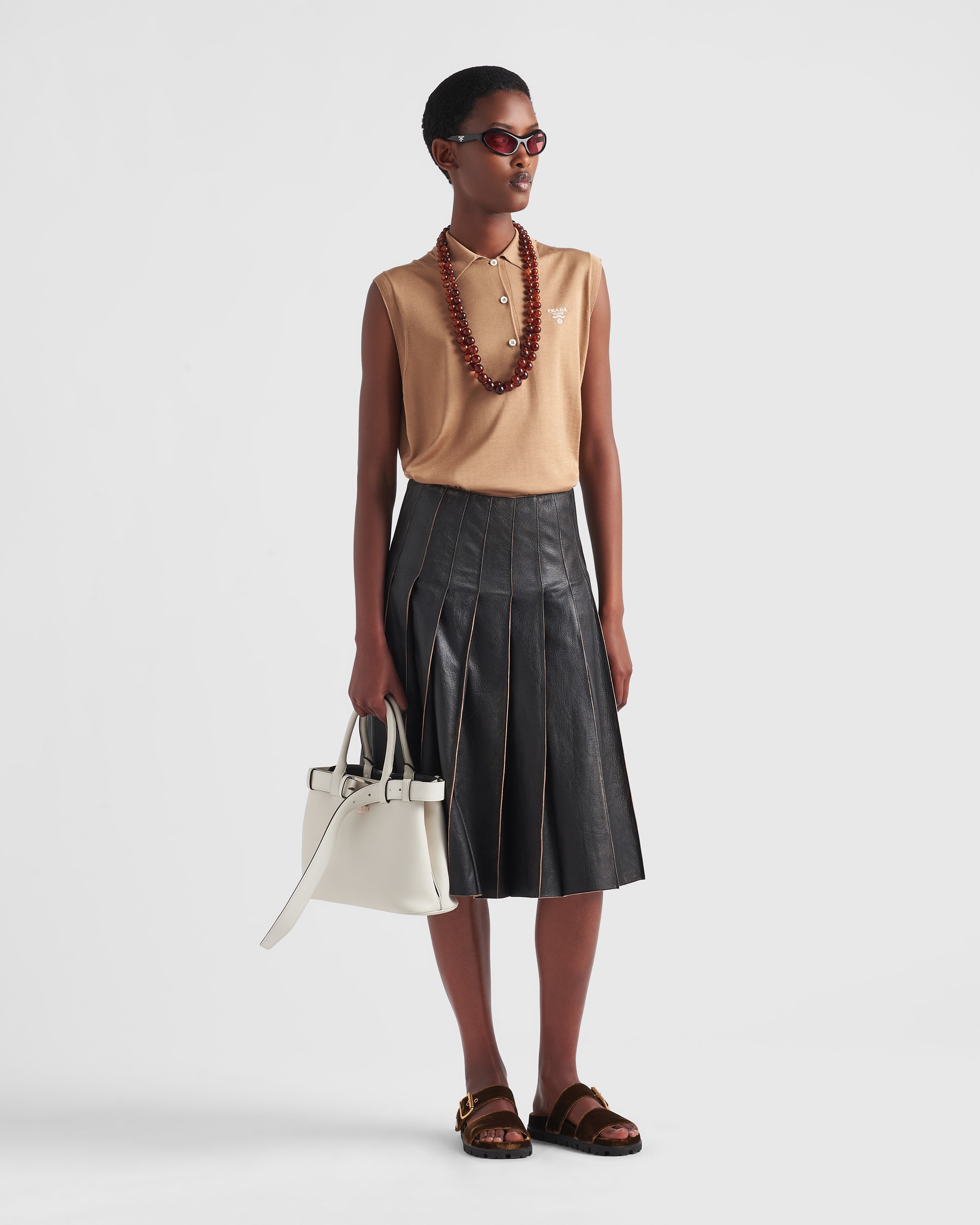 【プラダ・PRADA】Pleated leather skirt Prada Pleated leather skirt | REVERSIBLE