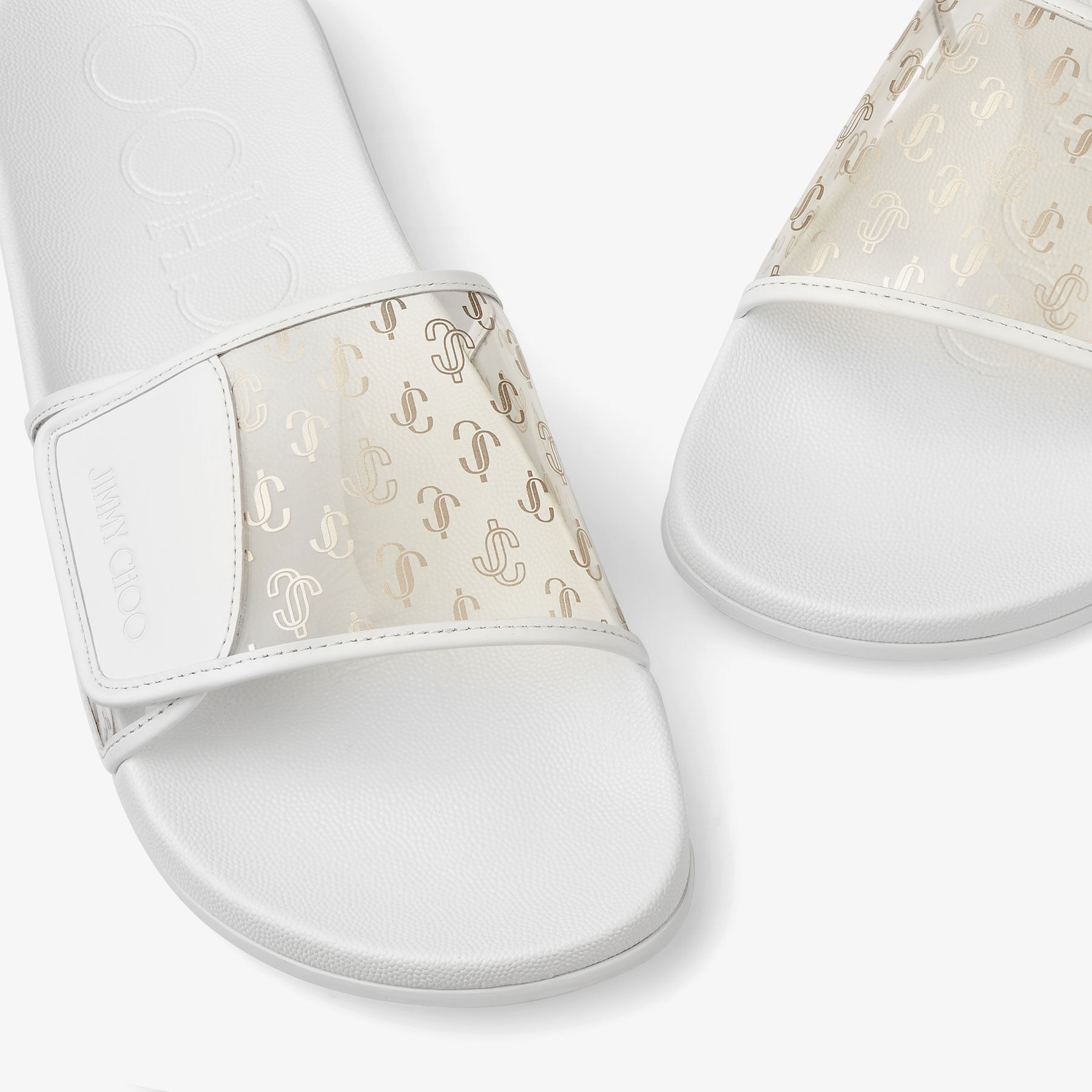 Fitz/M
Clear JC Plexi and White Leather Slides - 3