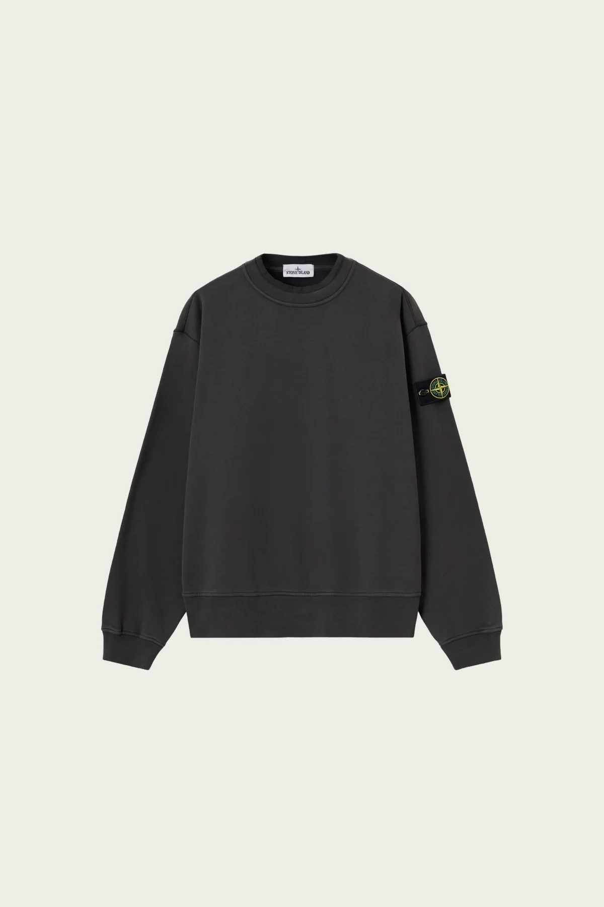 Brushed Organic Cotton Fleece Crewneck Sweatshirt - Black - 1