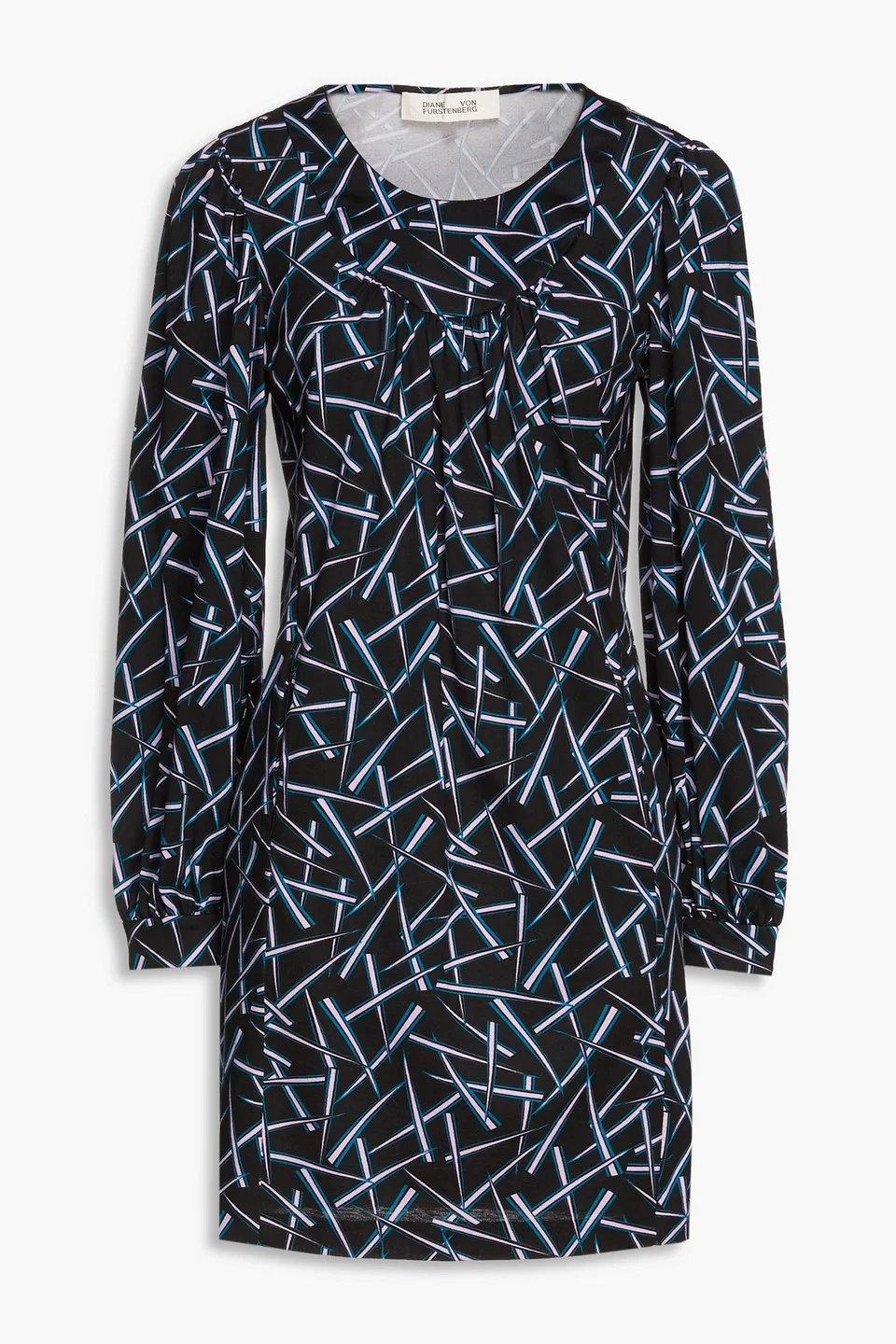 Noelle gathered printed silk and cotton-blend jersey mini dress - 1