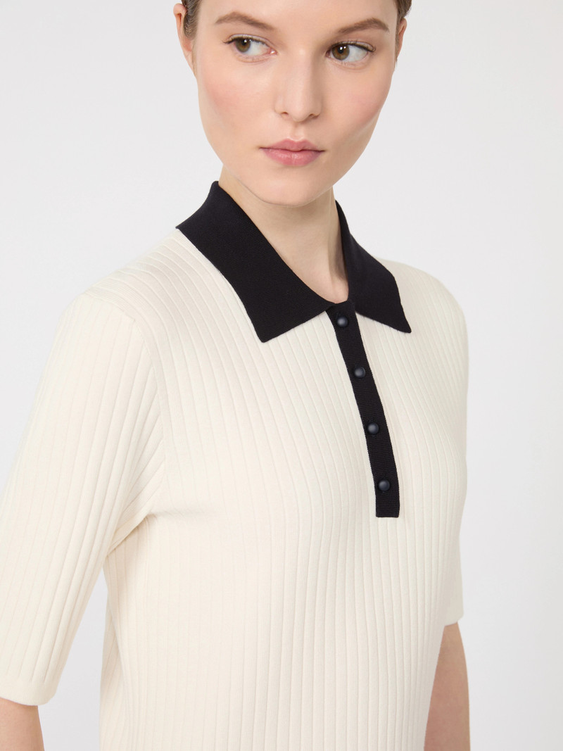 OSCURI Stretch viscose jumper - WHITE BLUE 5