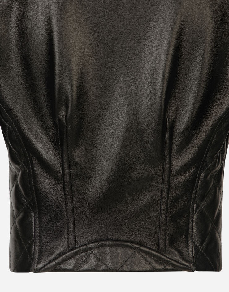 Short leather biker jacket - 9