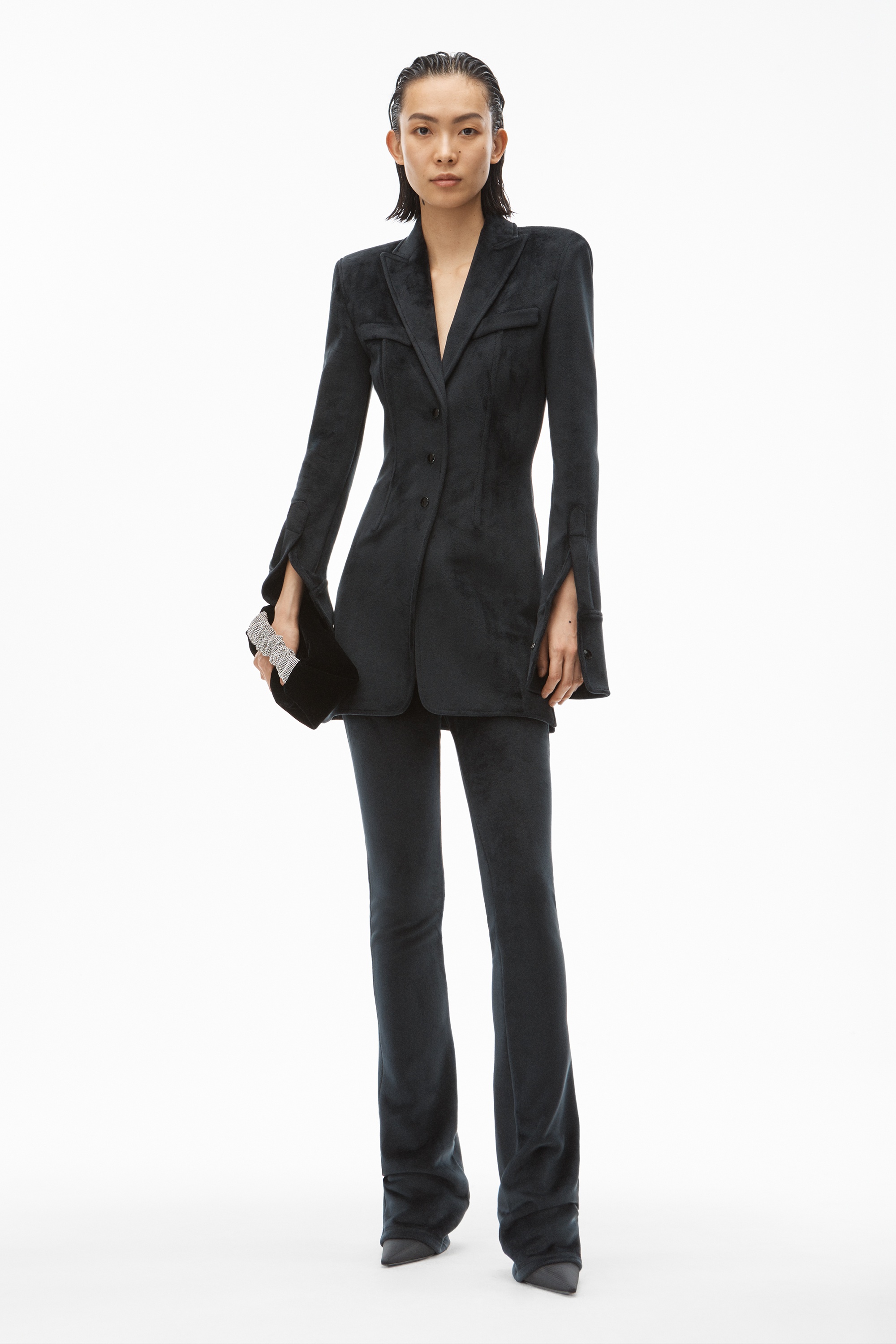 PEAK LAPEL BLAZER IN STRETCH VELOUR - 2