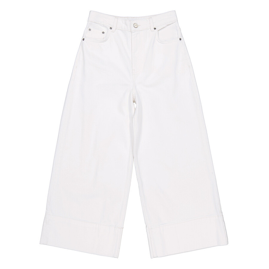Ganni Bright White Denim Cropped High-Rise Jeans - 5