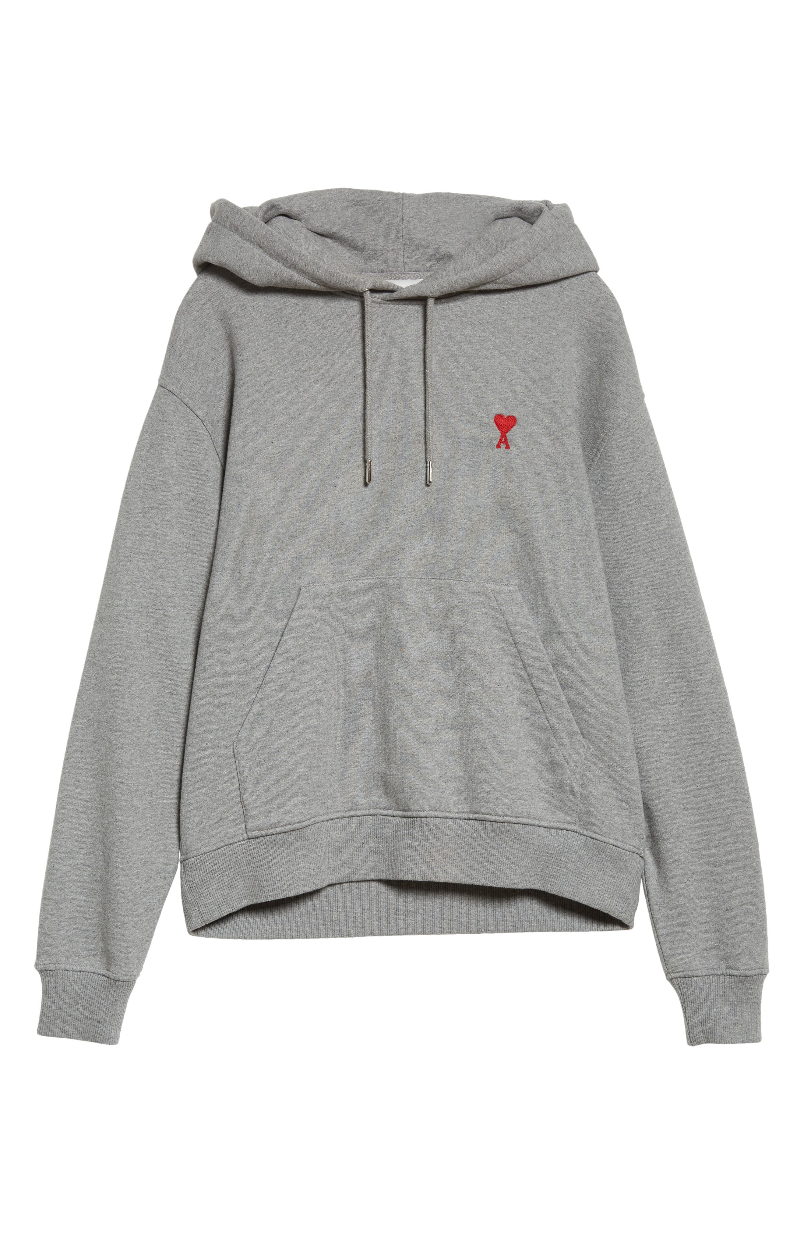 AMI PARIS AMI Alexandre Mattiussi Ami De Coeur Oversize Organic Cotton Hoodie in Heather Grey/055 at - 5