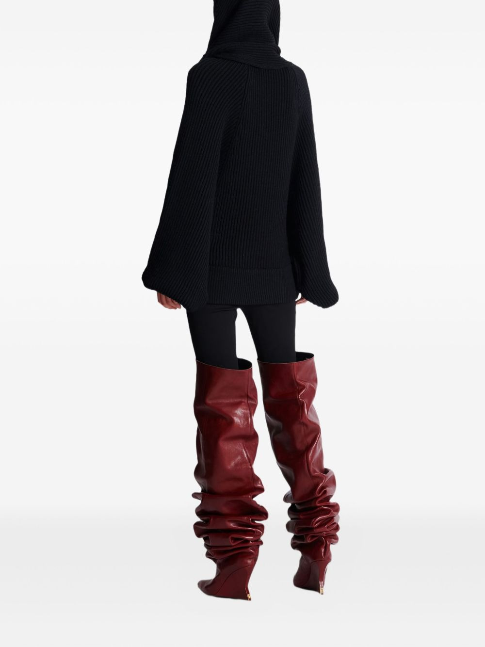 ribbed-knit hoodie - 3