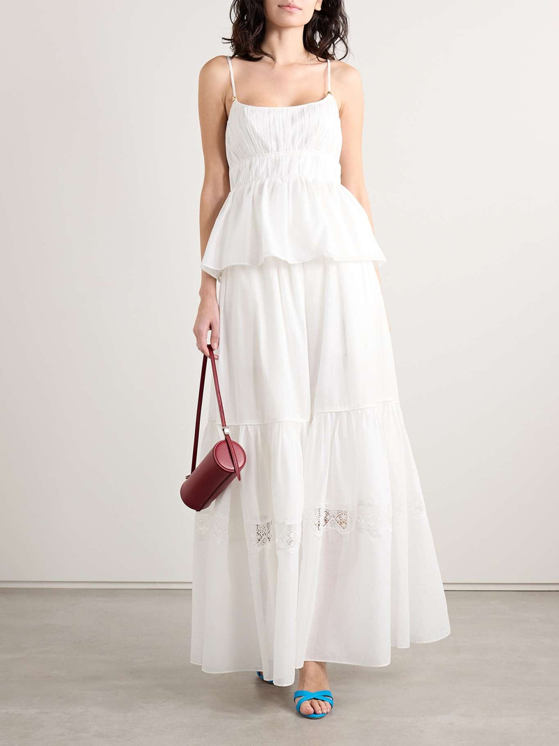 Aje. Acapella gathered cotton-voile peplum top White outlook