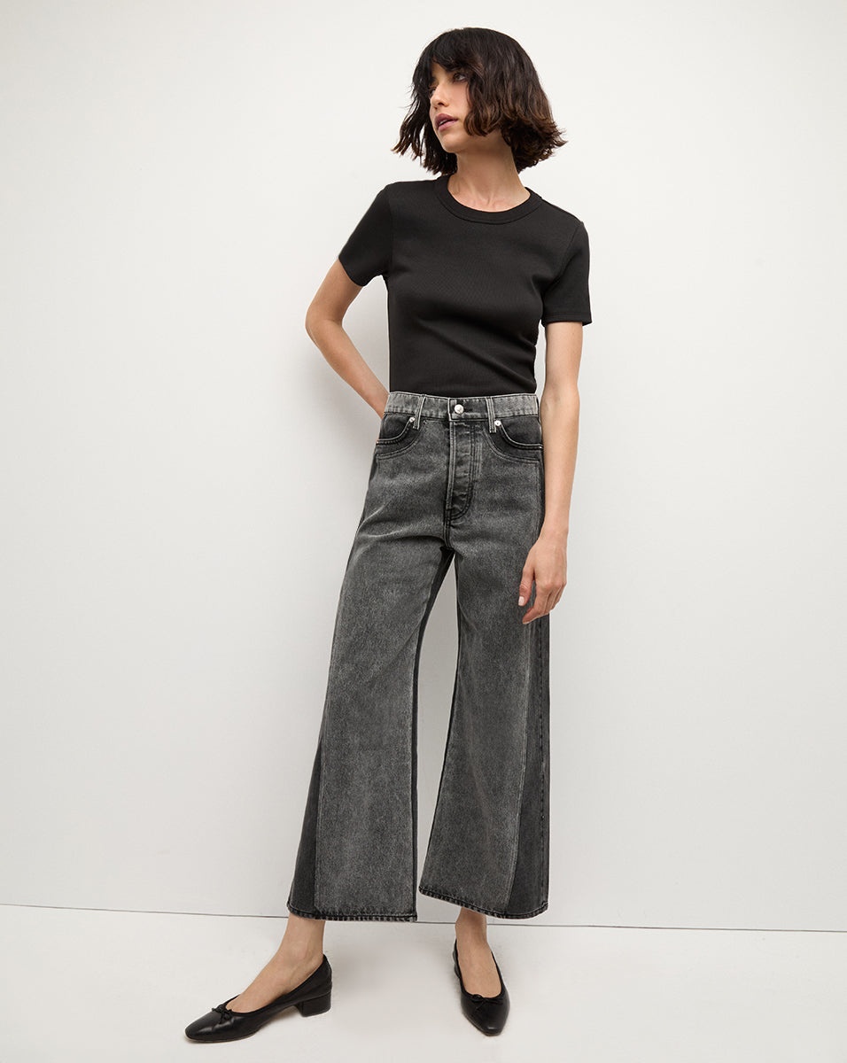 TAYLOR TWO-TONE CROPPED WIDE-LEG JEAN - 2