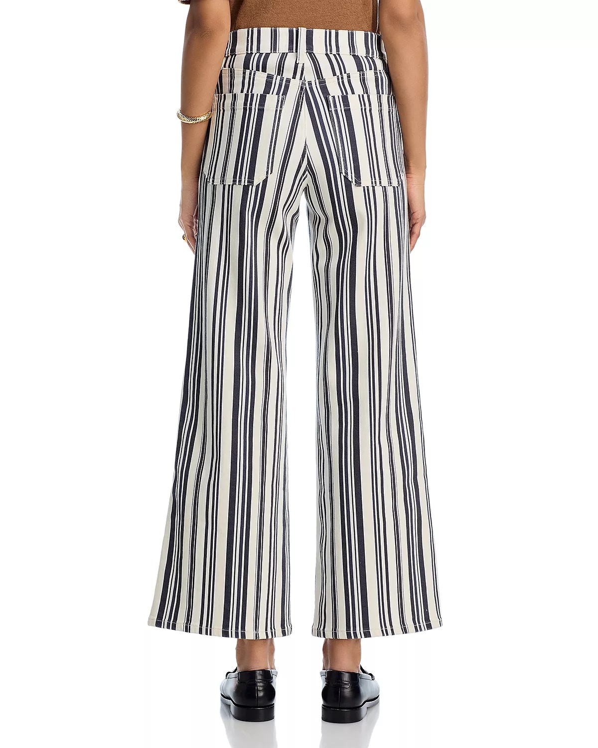 Le Slim High Rise Palazzo Jeans in Navy Stripe - 3