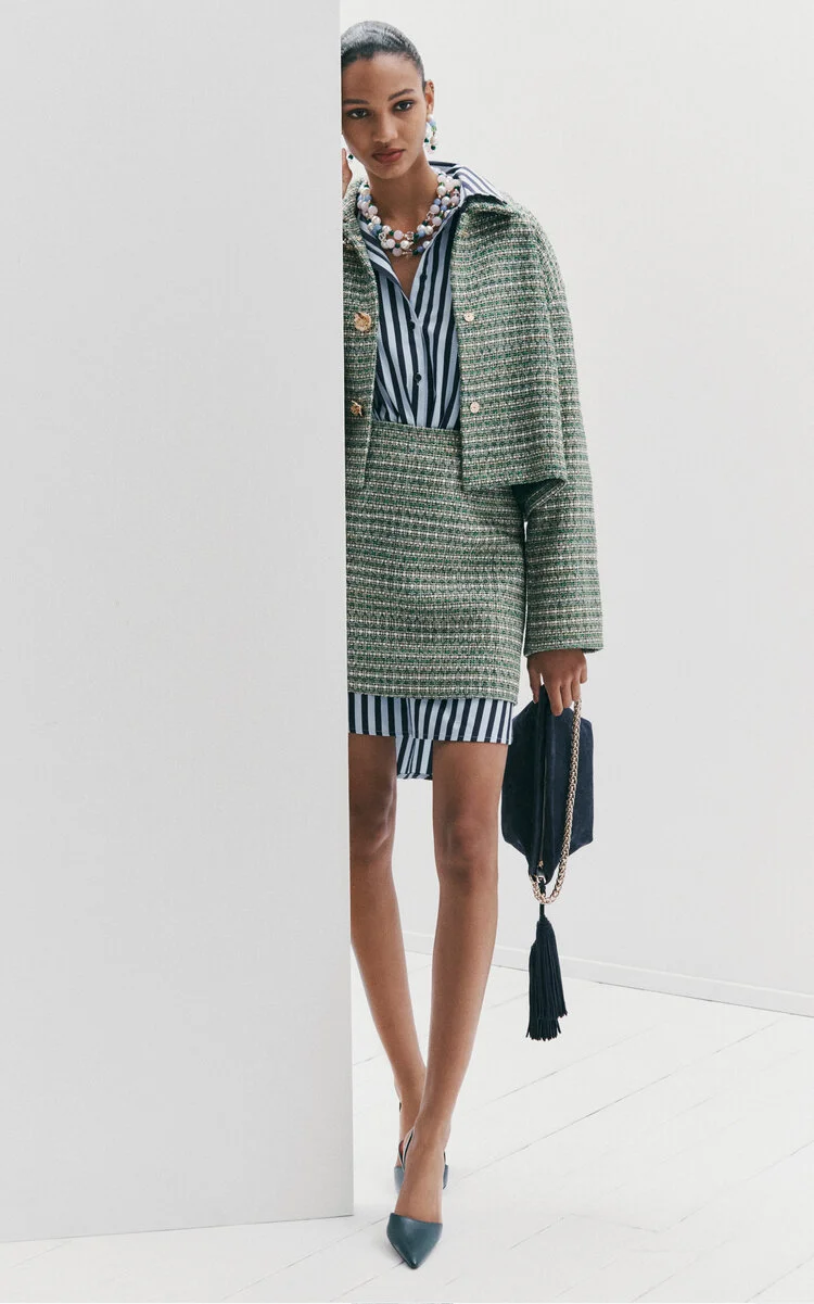 Belted Cotton-Blend Stripe Dress navy - 1