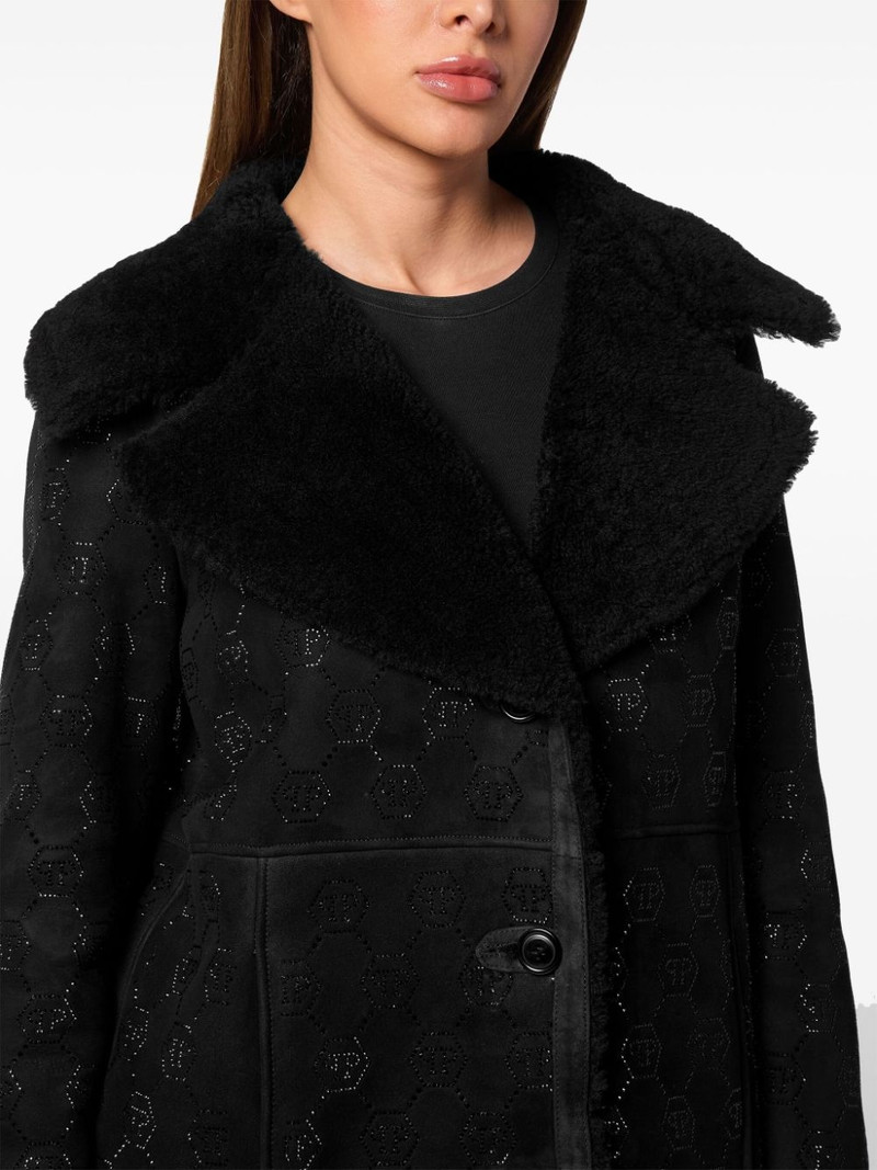 monogram-pattern shearling 외투 3
