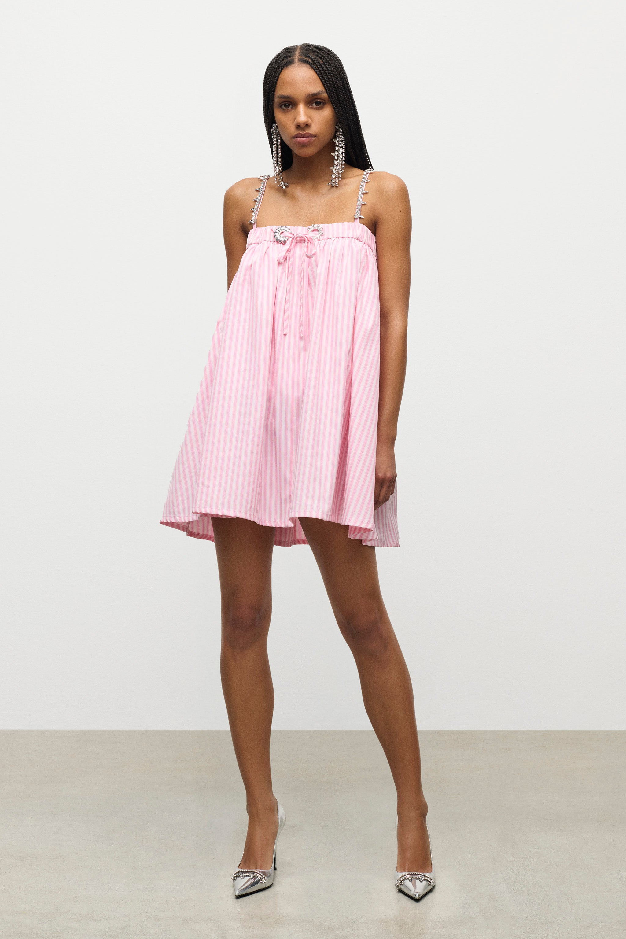 CRYSTAL GROMMET POPLIN MINI DRESS - 3