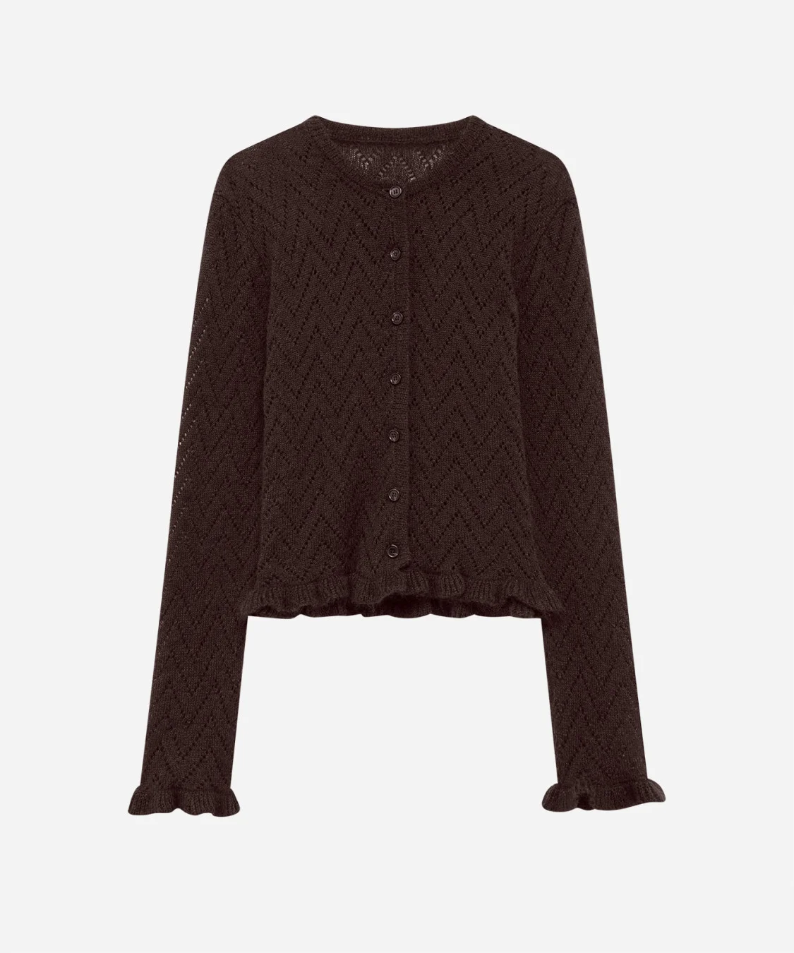 Mohair blend cardigan with micro ruffles - 1