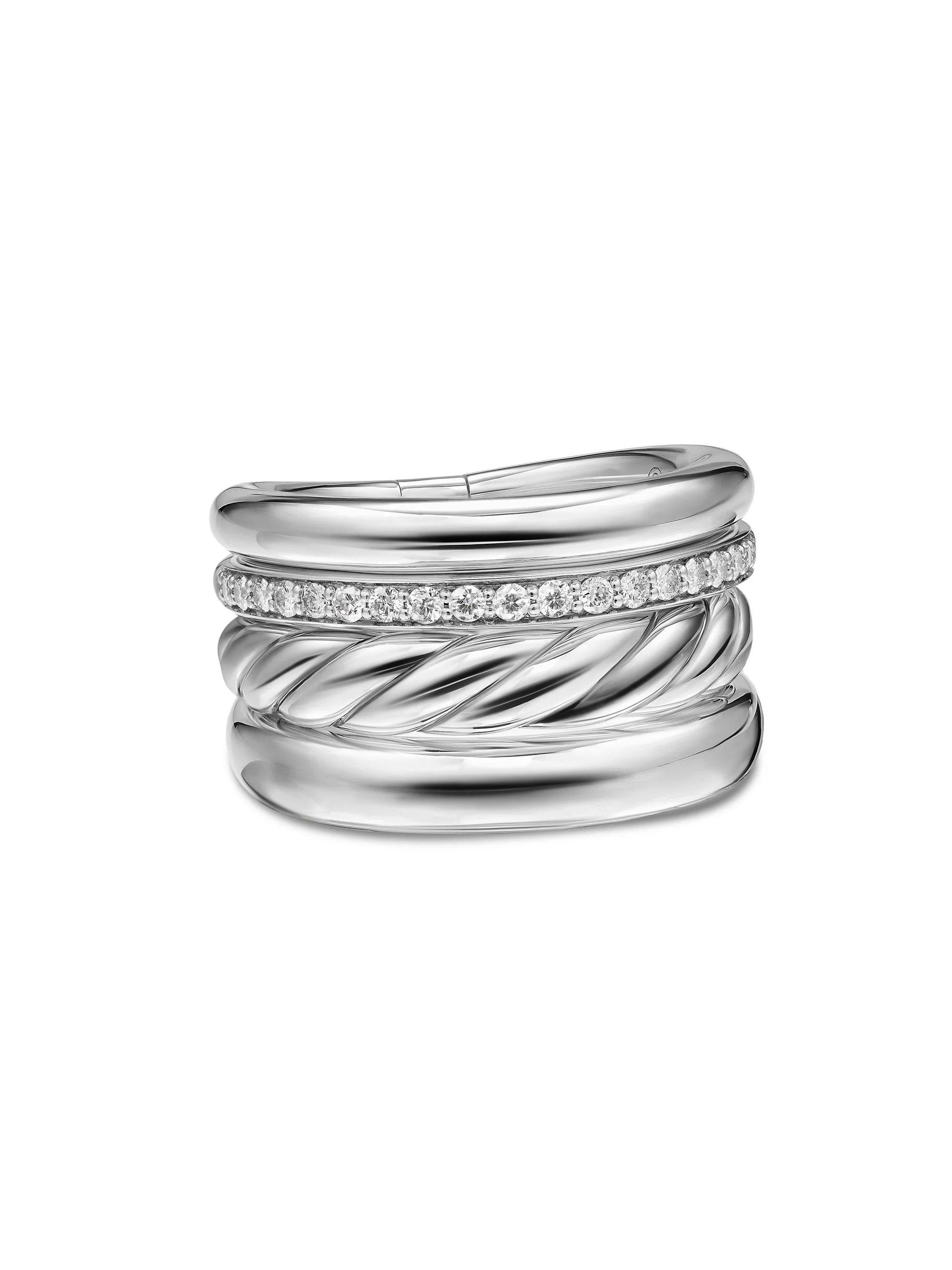 Women's DY Mercer Four Row Ring in Sterling Silver - Diamond - 1