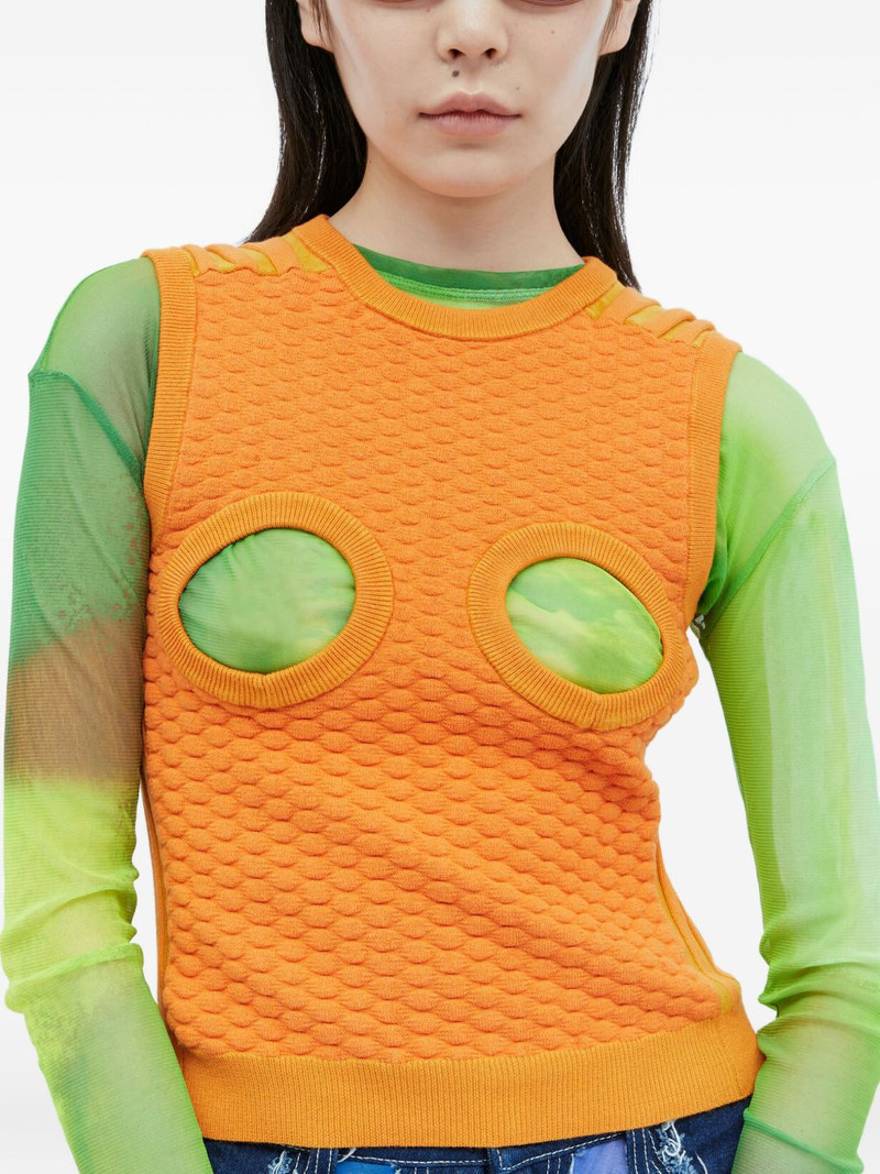 cut-out waffle-knit top 3