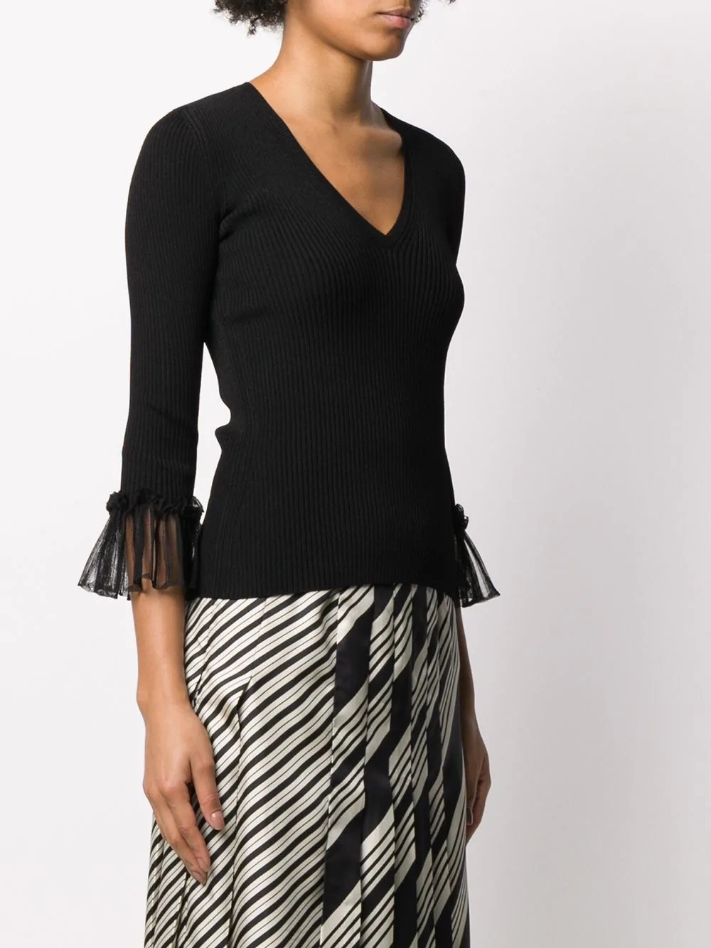 pleated cuffs knitted top - 3