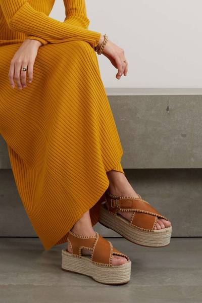 Chloé Lucinda whipstitched leather platform espadrilles sandals outlook