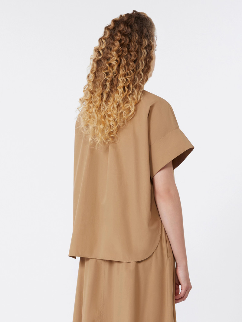 EDUCATA Cotton poplin crew-neck shirt - TOBACCO 4