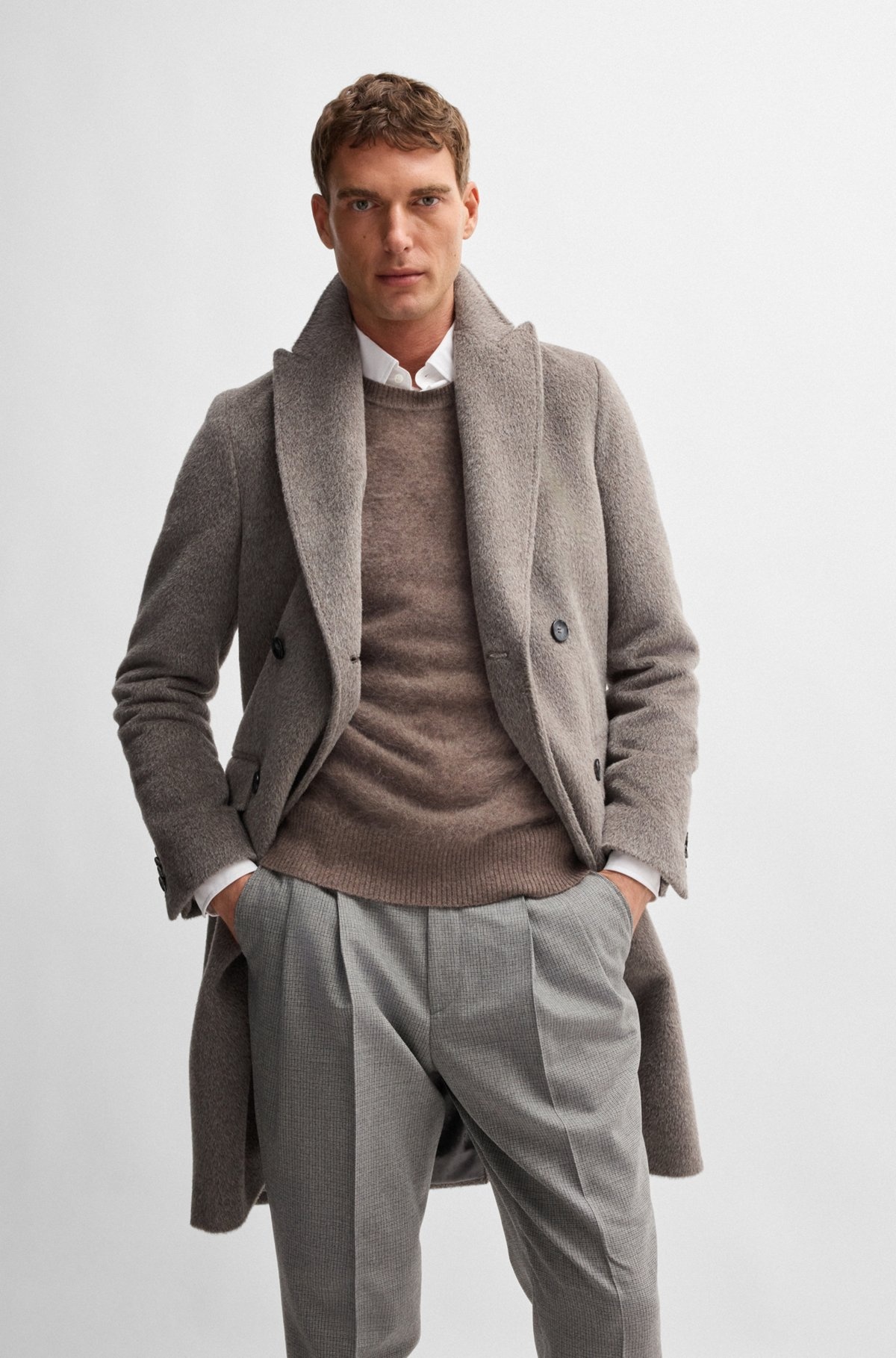 BOSS SELECTED BY BECKHAM ALPACA-BLEND COAT - 3