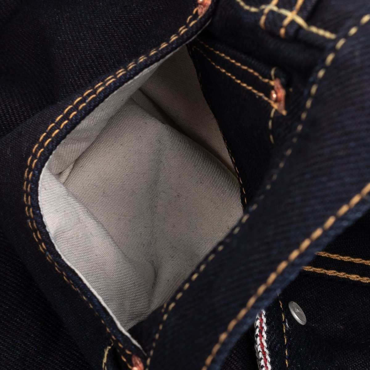IH-666S-21ib 21oz Selvedge Denim Slim Straight Cut Jeans - Indigo/Black - 12