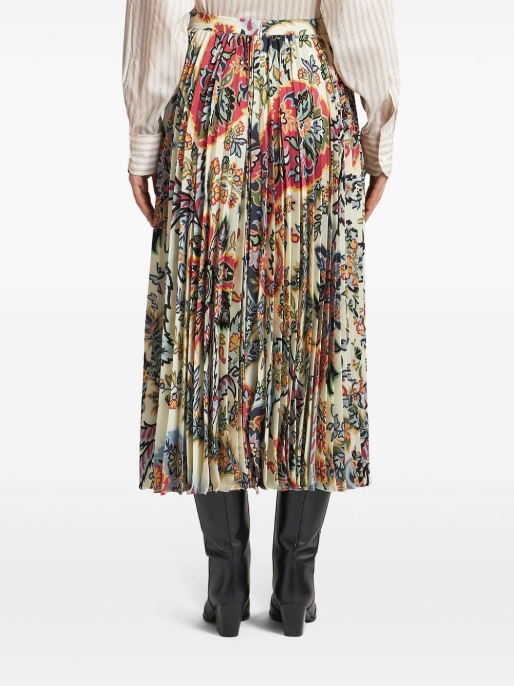 paisley-print pleated midi shirt - 4