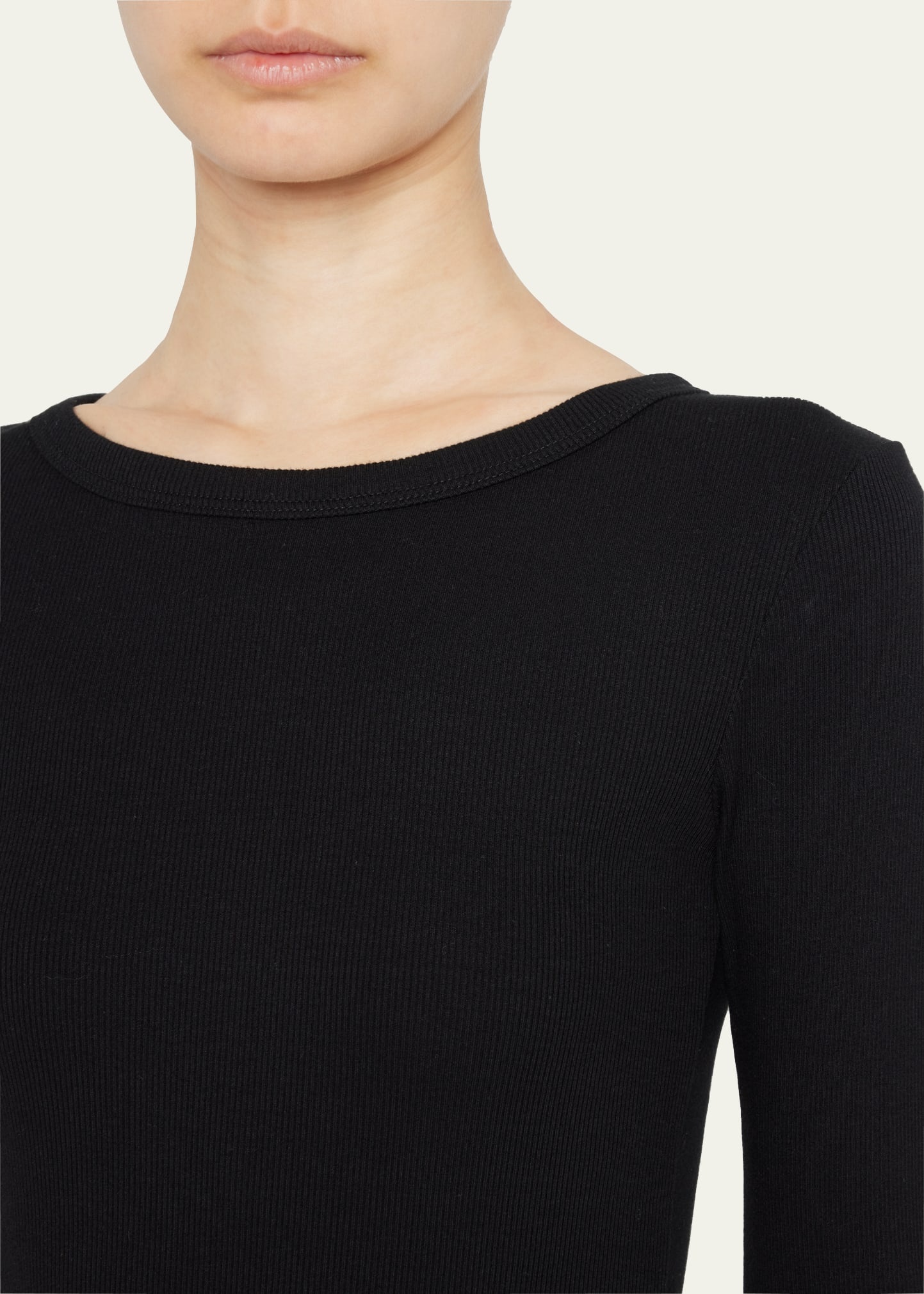 Long-Sleeve Fitted Crewneck Top - 5