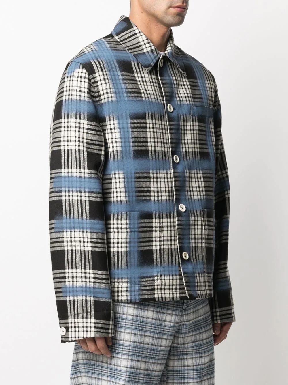 check-pattern shirt jacket - 3