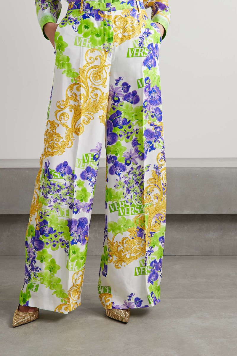 Printed straight-leg satin pants 3