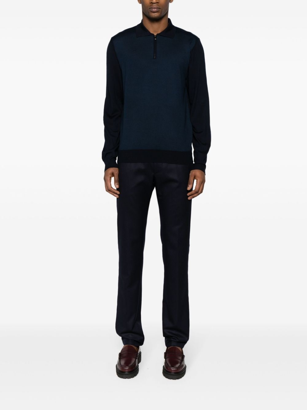 half-zip virgin wool polo shirt - 2