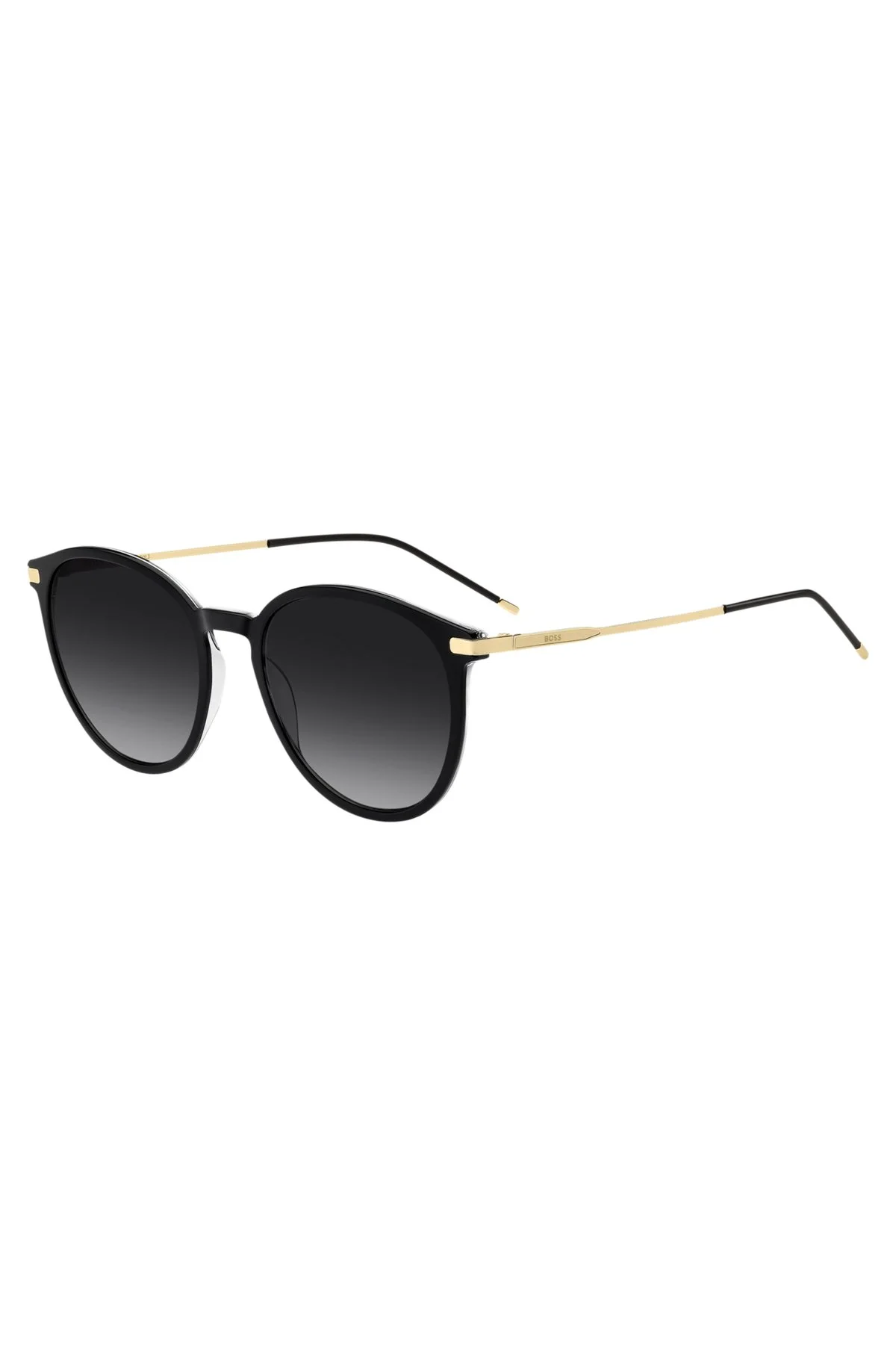BLACK ACETATE SUNGLASSES WITH GOLD-TONE TEMPLES - 1