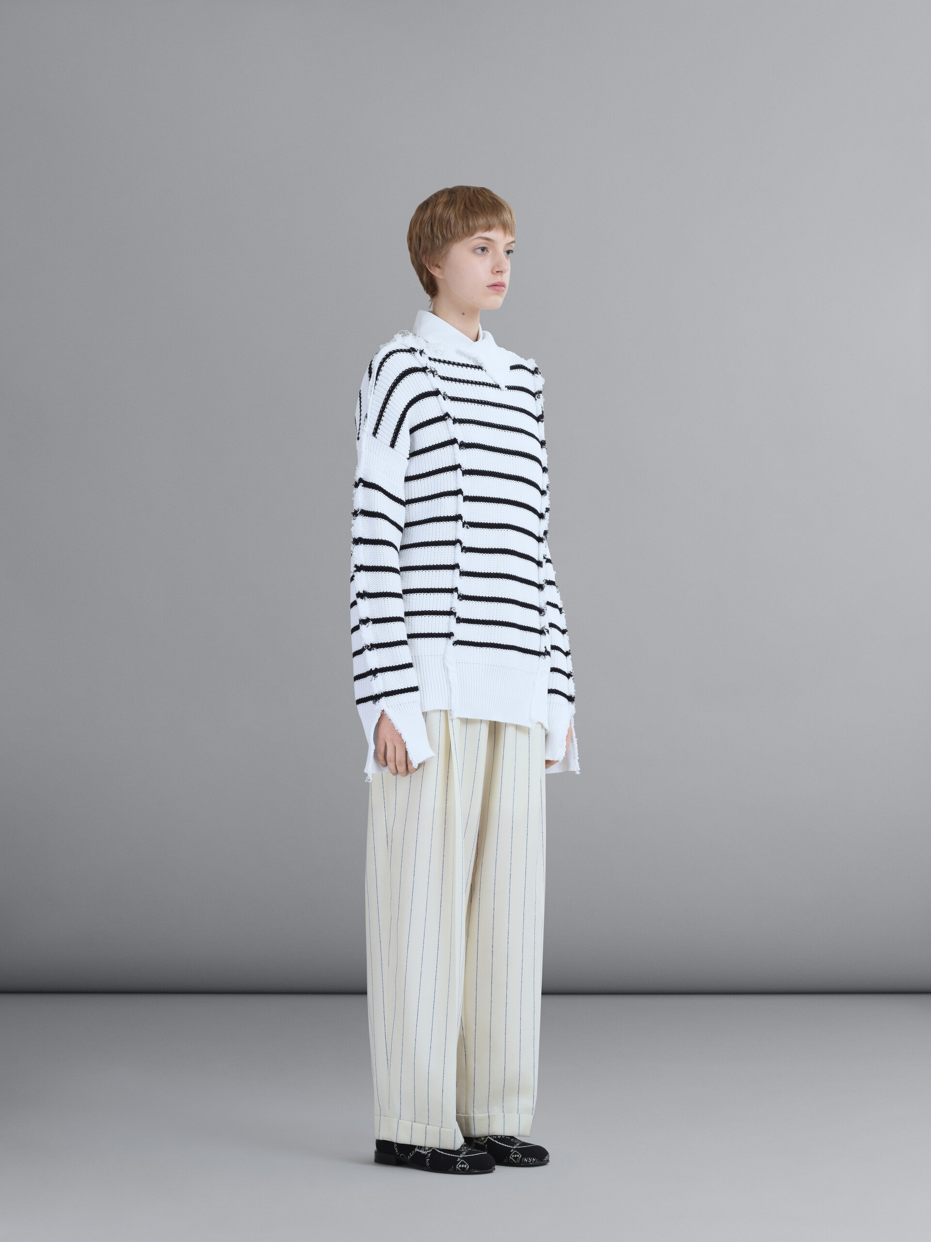 PINSTRIPED FRESCO WOOL PANTS - 5